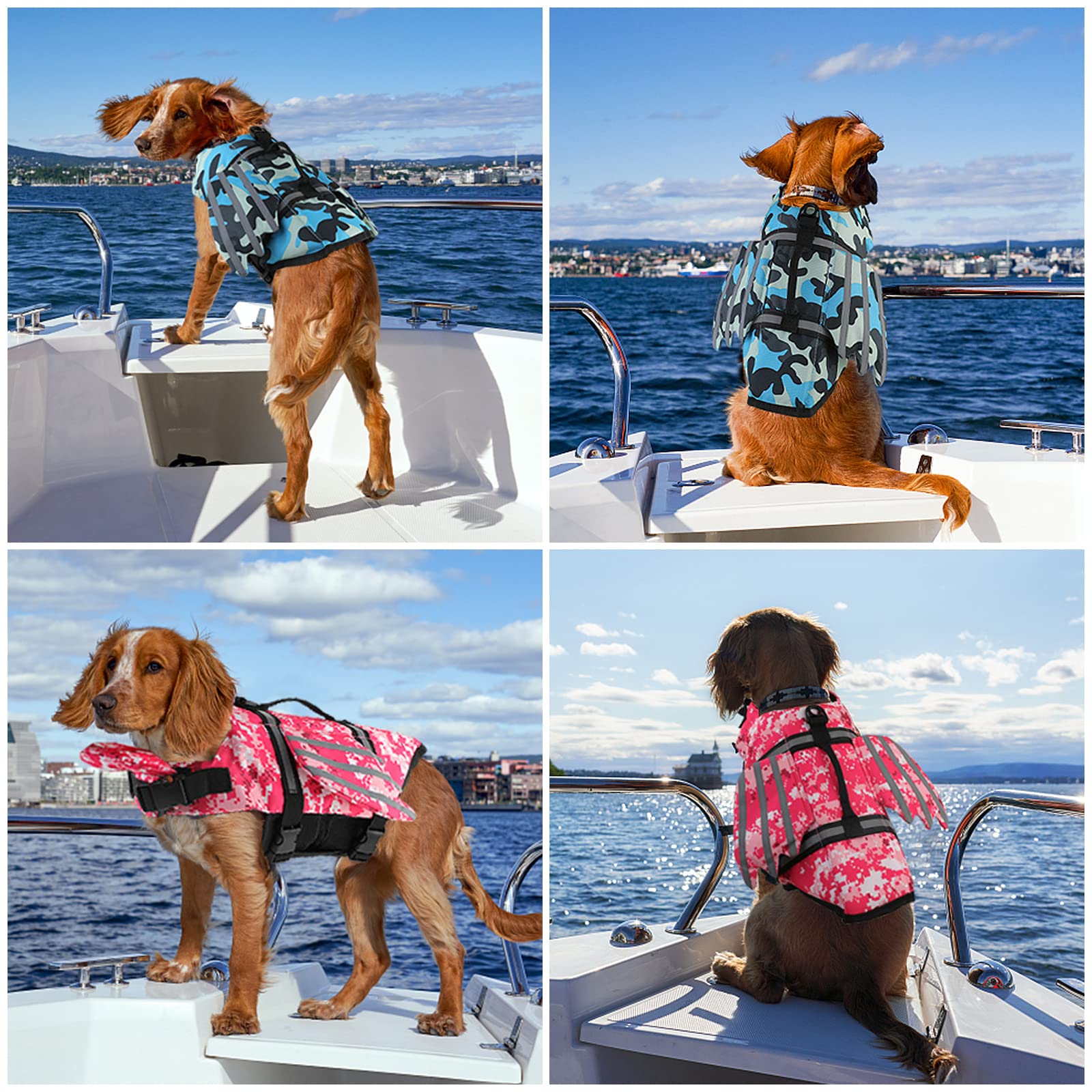 Petglad Dog Life Jacket, Wings Pet Life Vest, Reflective Dog Flotation Swim Vest With Handle And Chin Float For Boating Surfing