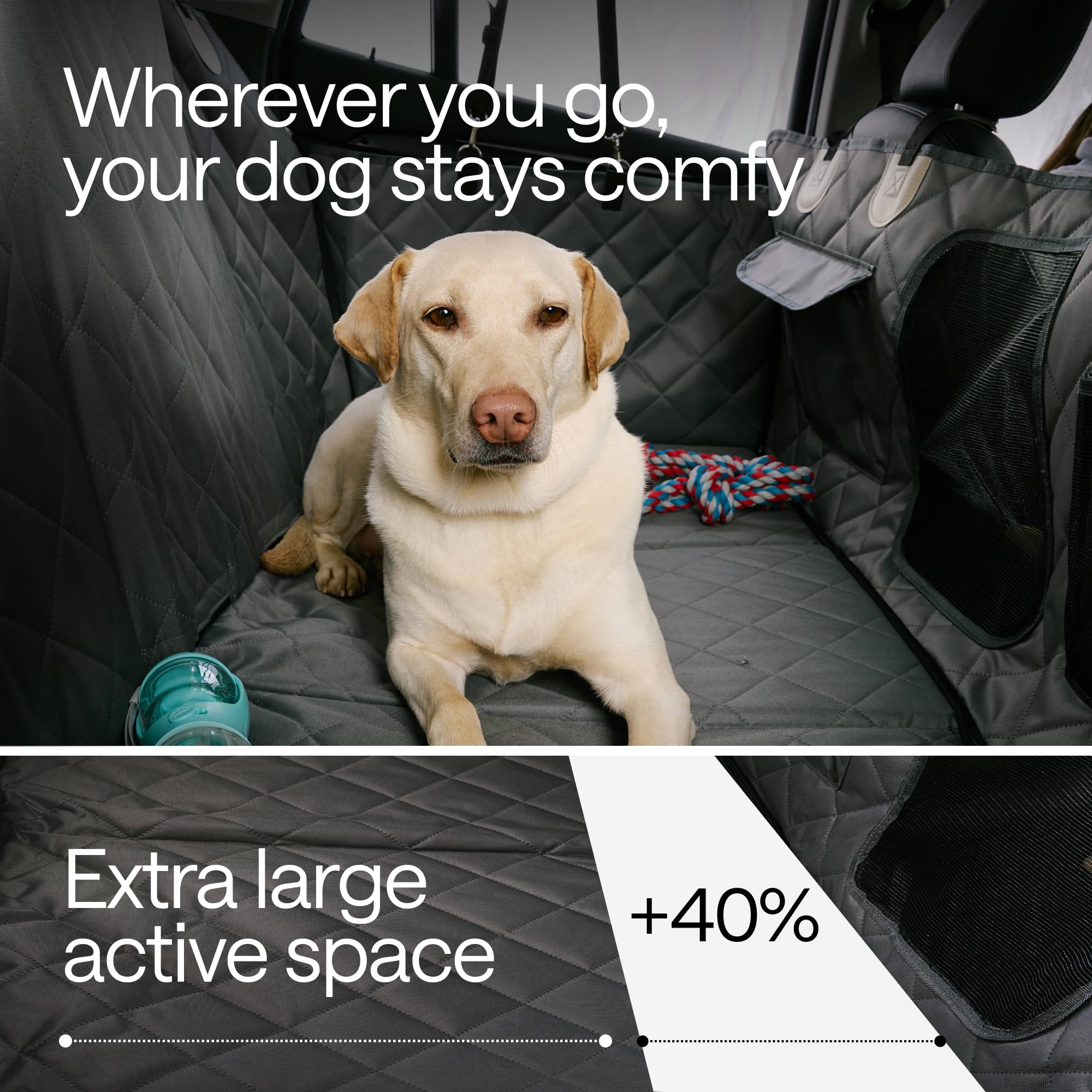 Waterproof Dog Car Seat Cover For Back Seat With Hard Bottom Inserts - Dog Hammock For Car, 600D, Suv, And Trucks - Pet Car Seat