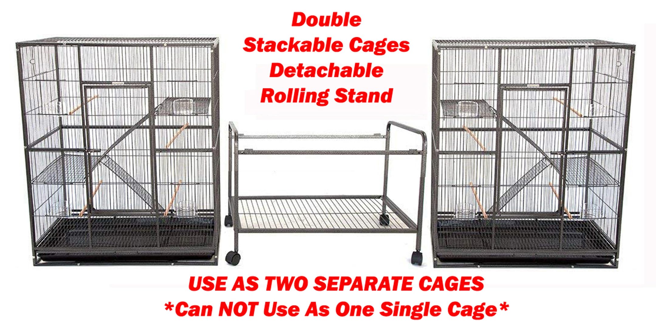 Extra Large Double Stackable Wrought Iron Chew-Proof Ferret Chinchilla Sugar Glider Small Animal Cage With Washable Tray And Rem