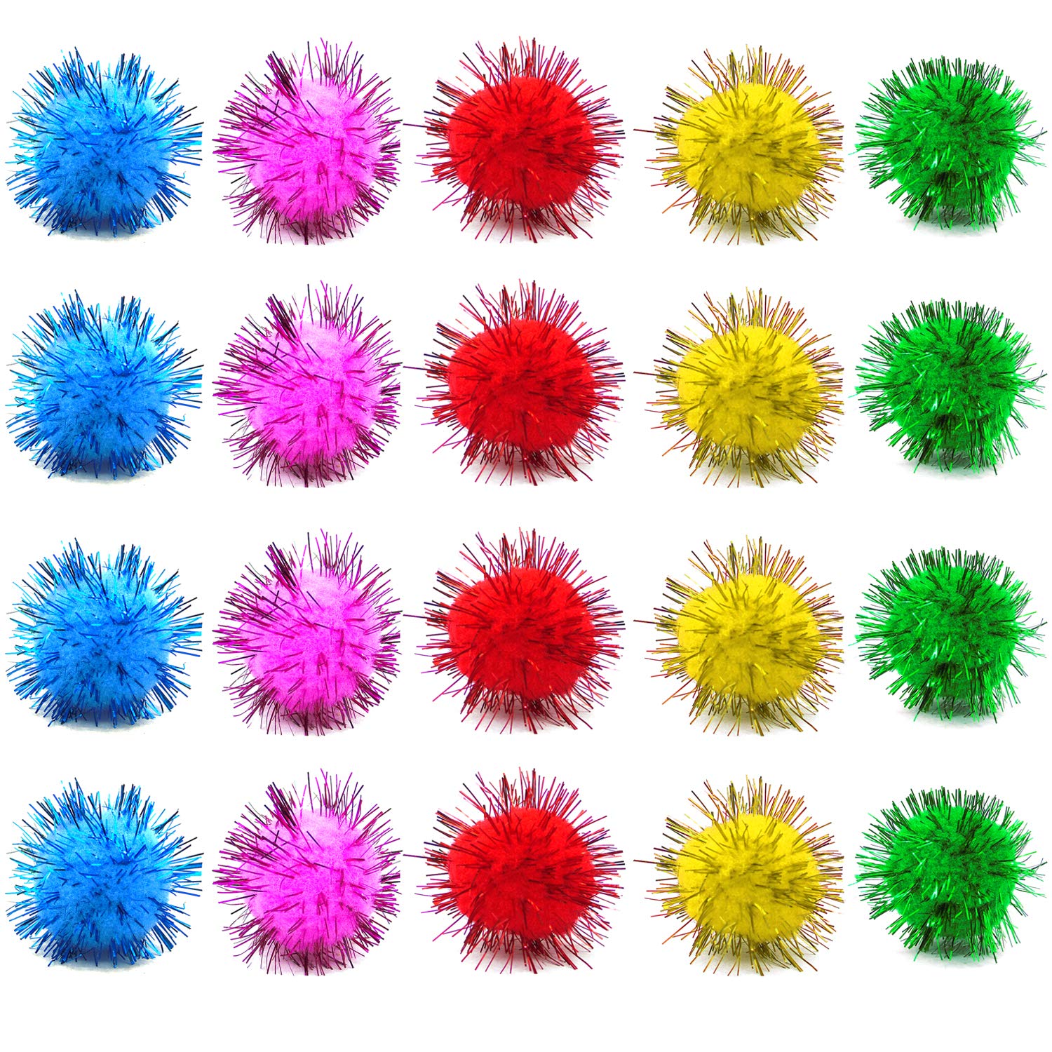 Petdcheb 80 Pieces Cat Sparkle Balls Assorted Color 1.2 Inch Pom Poms Tinsel Cat Ball Toy Puff Balls Glitter Ball For Cats Kitte