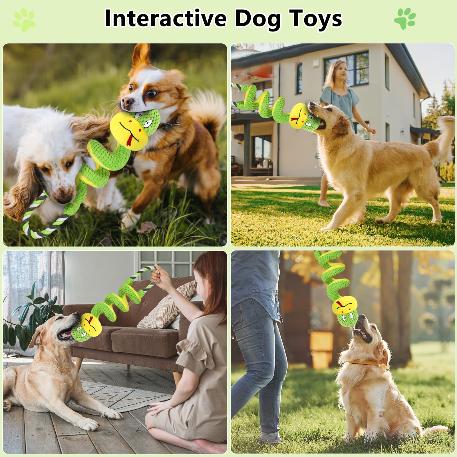 Letsmeet Squeaky Dog Toys For Large Dogs, Interactive Tug Of War Puppy Toys With Pull Rope, Stuffed Pet Dog Toys With Soft Fabri