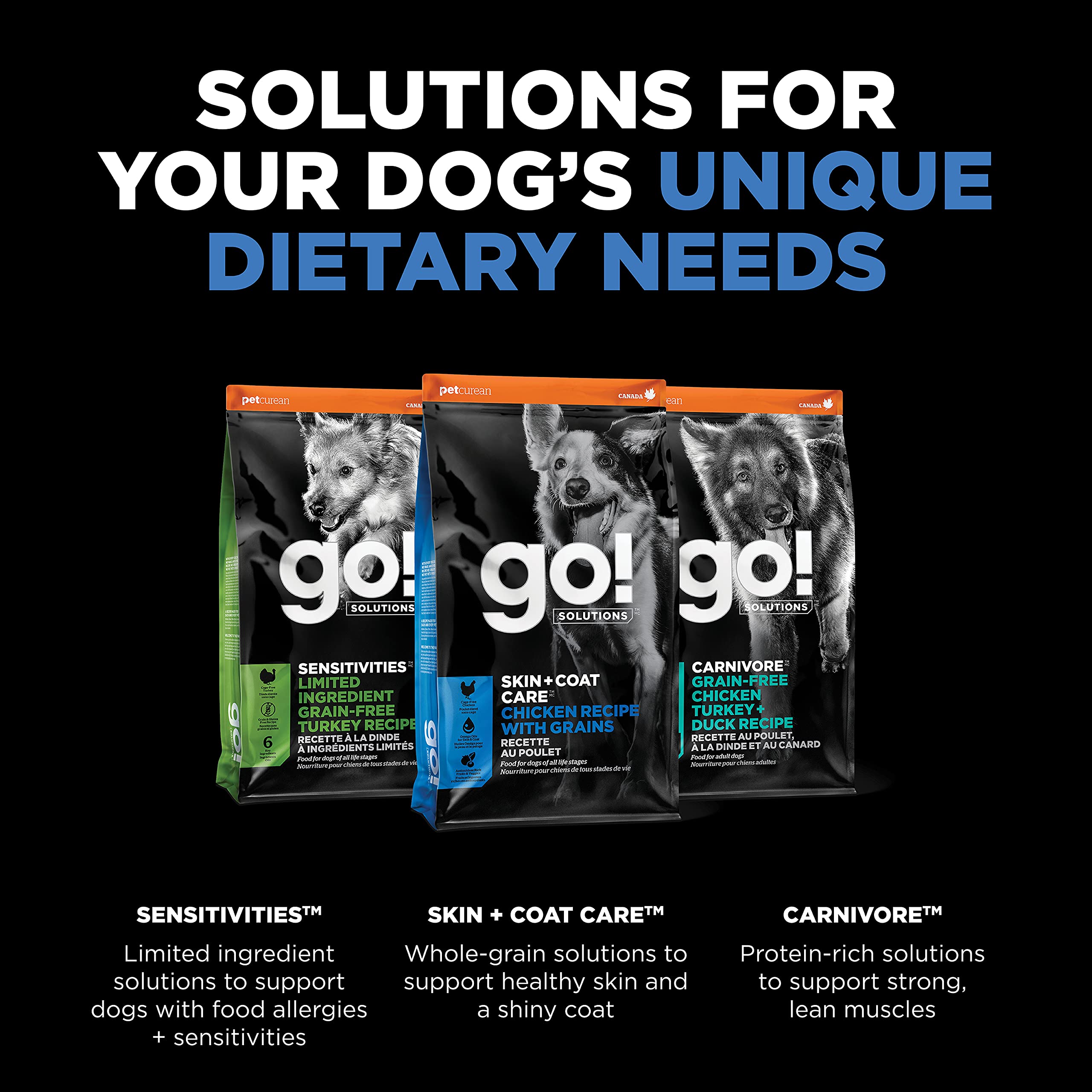 Go! Solutions Skin + Coat Care, Dry Dog Food, Chicken Recipe with Grains, 12 lb Bag