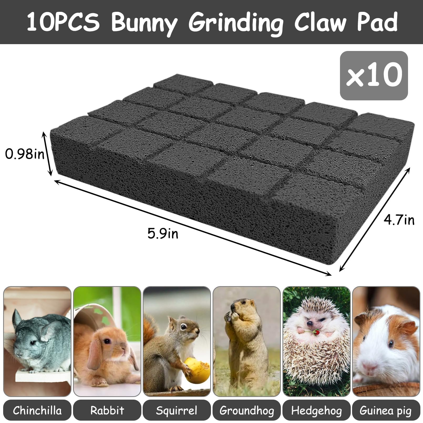 Hamiledyi 10Pcs Rabbit Scratching Pads Bunny Lava Grinding Claw Pads Small Animal Foot Pads Hamster Scratch Board Chew Toys For