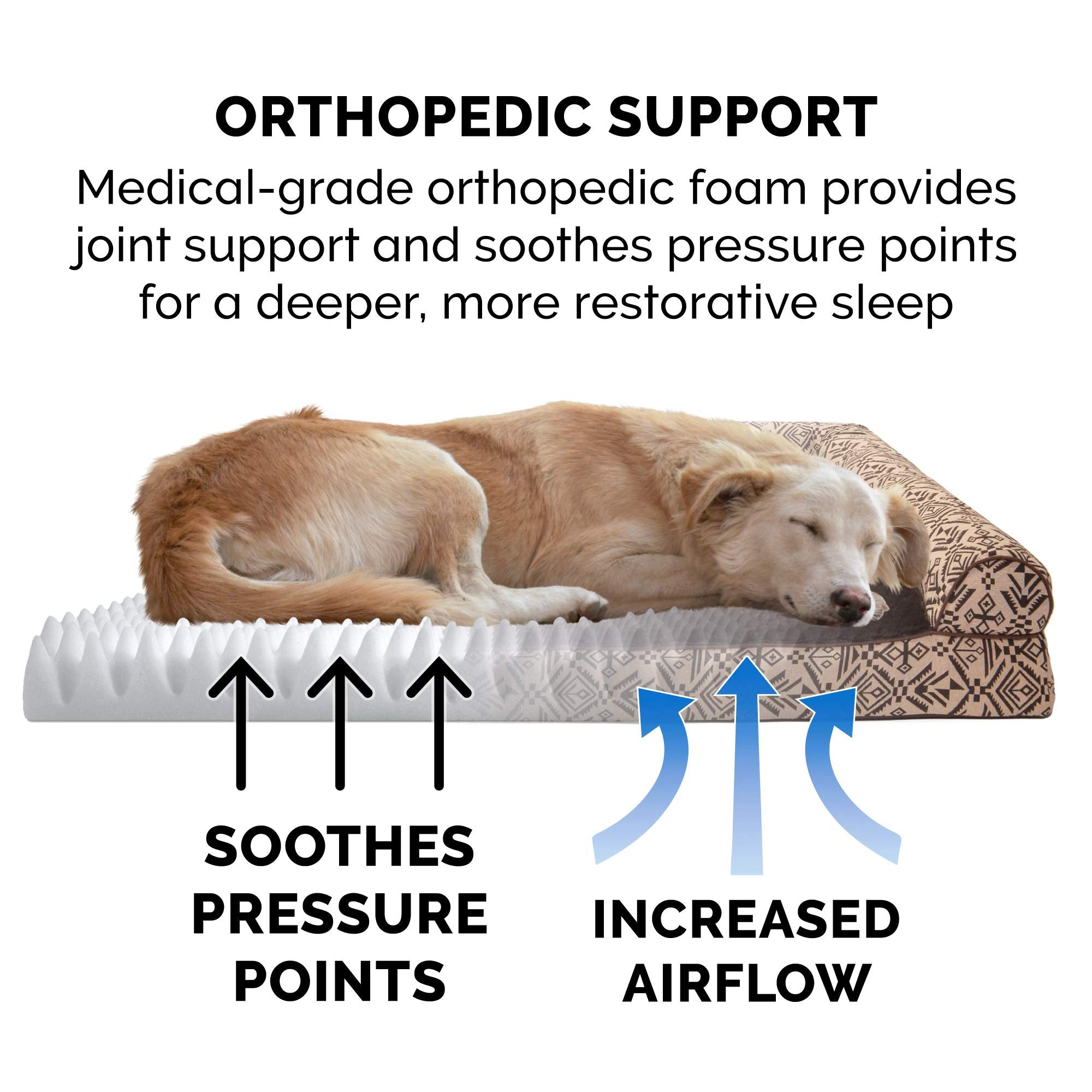 Furhaven Orthopedic Dog Bed for Large/Medium Dogs w/ Removable Bolsters & Washable Cover, For Dogs Up to 55 lbs - Plush & Southw