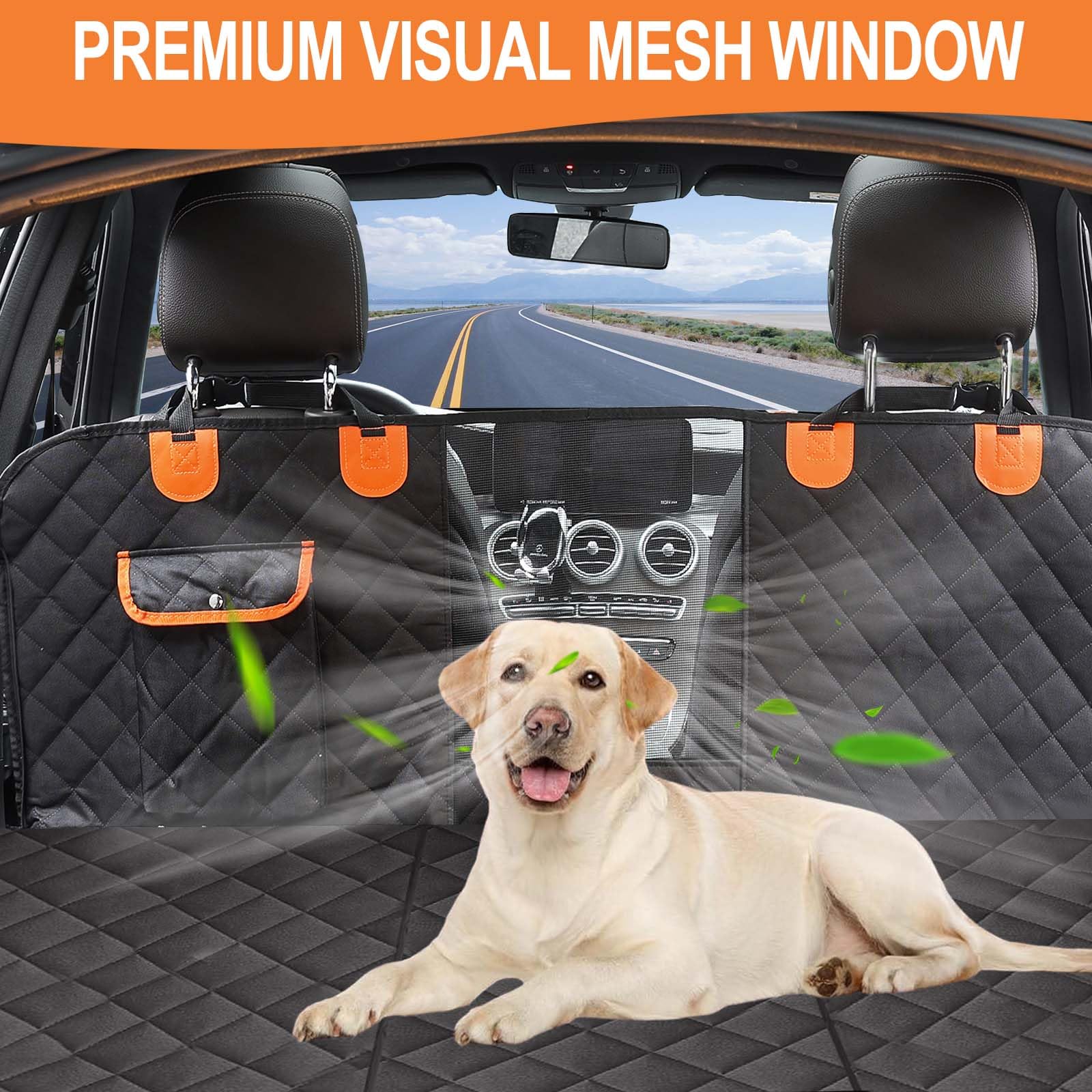 EasyHaWei Back Seat Extender for Dogs, Dog Car Seat Cover with Hard Bottom for Backseat Protector, Large Space Dog Hammock with