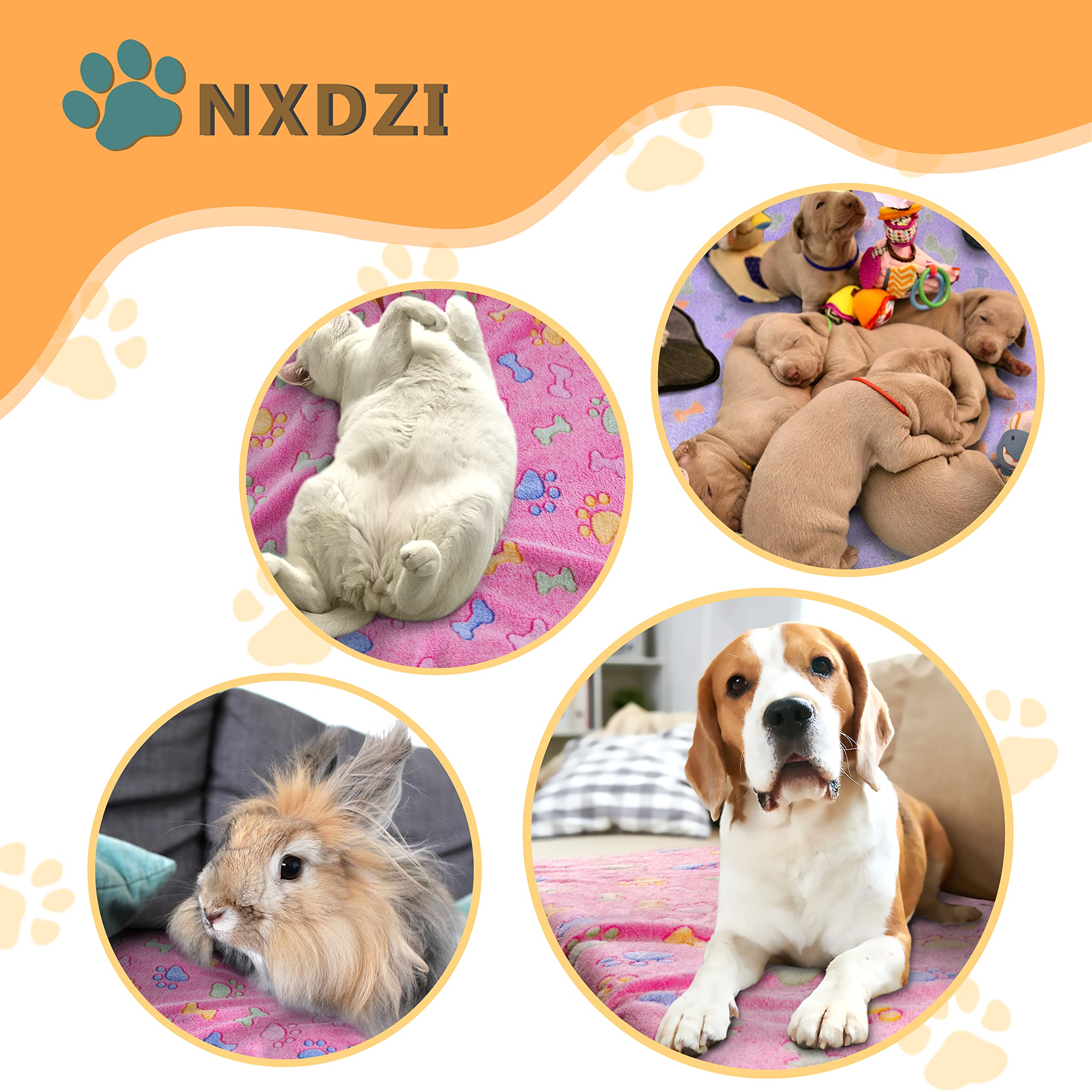 Dog Blankets for Large Dogs, 3 Pack Dog Blanket Washable 41  x 31 , Fuzzy Soft Pet Mat Throw Cover for Kennel Crate Bed, Cute Bo