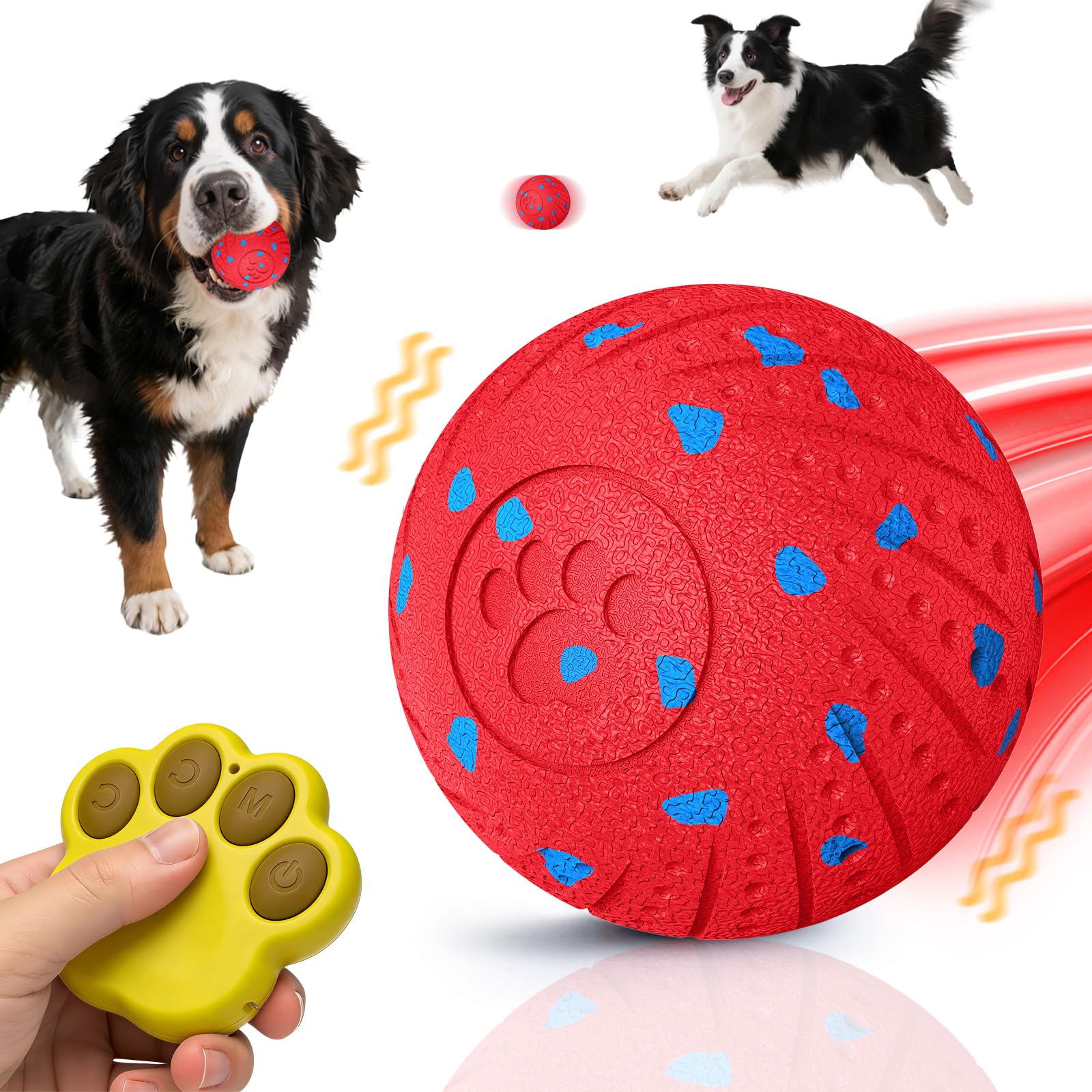 Affiuya Remotely Controlled Smart Dog Ball: Automatic Bouncing, Vibration and Jumping Action Interactive Toy, Durable Duraspin f