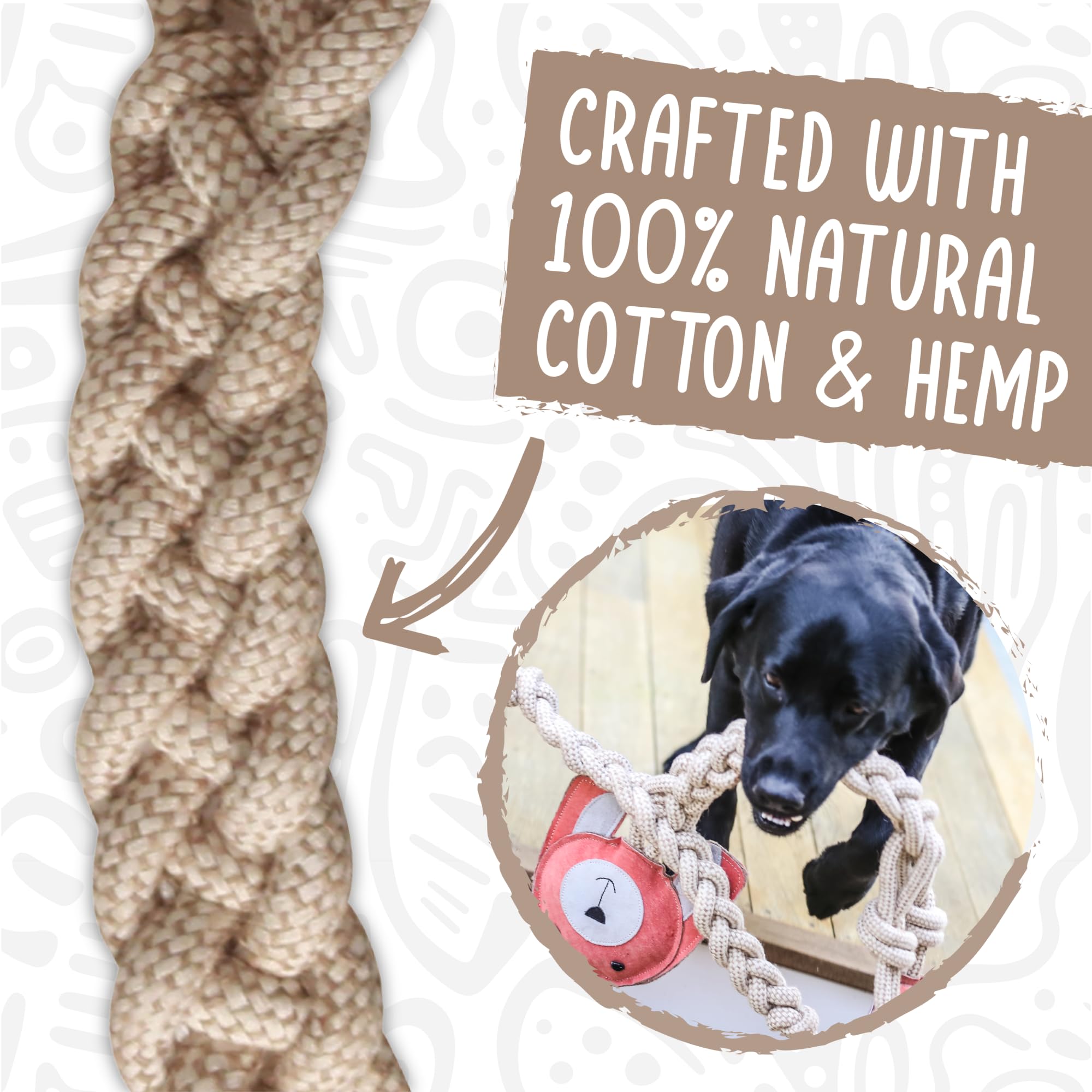 Hugglehounds Natural Rope Knottie- Tough Leather Dog Toy For Aggressive Chewers, Interactive Durable Toy For Small & Large Dog B