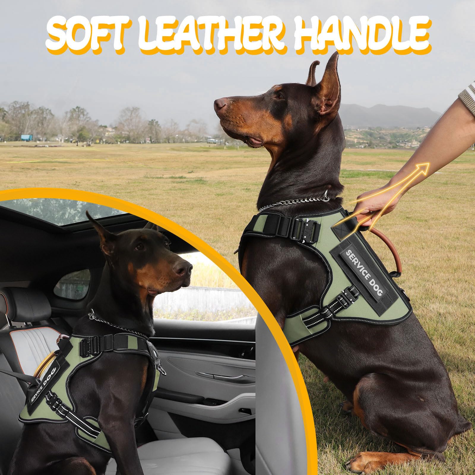 Tactical Dog Harness - HEYCAHVA Service Dog Vest Full Metal Buckles for Medium Large Dogs Reflective No Pull Dog Harnesses Vest