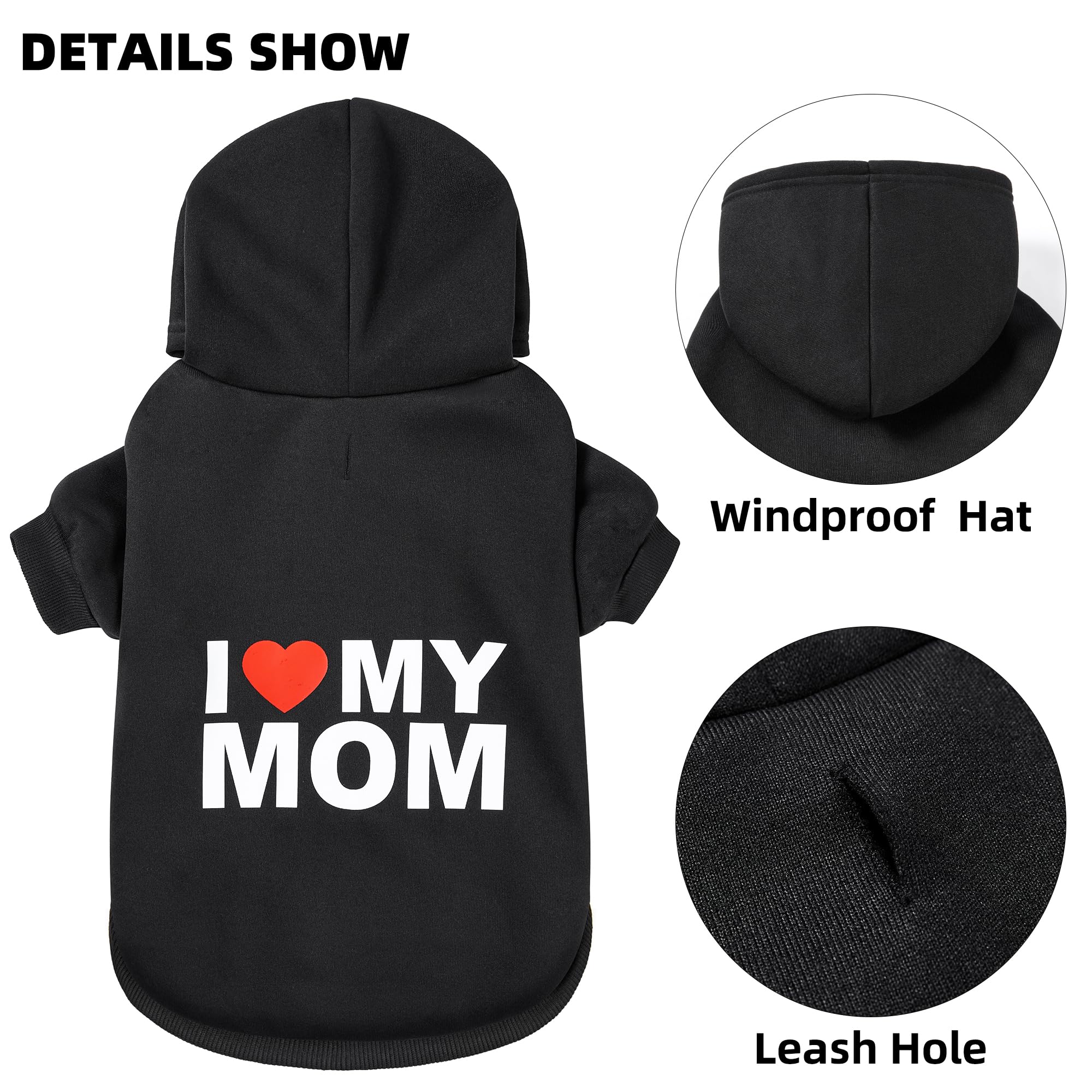 Greenjoy Dog Sweater Dog Hoodie Cold Weather Dog Coat Hooded Sweatshirt For Puppies,Cats, Small Medium Large Dogs (X-Large, Blac