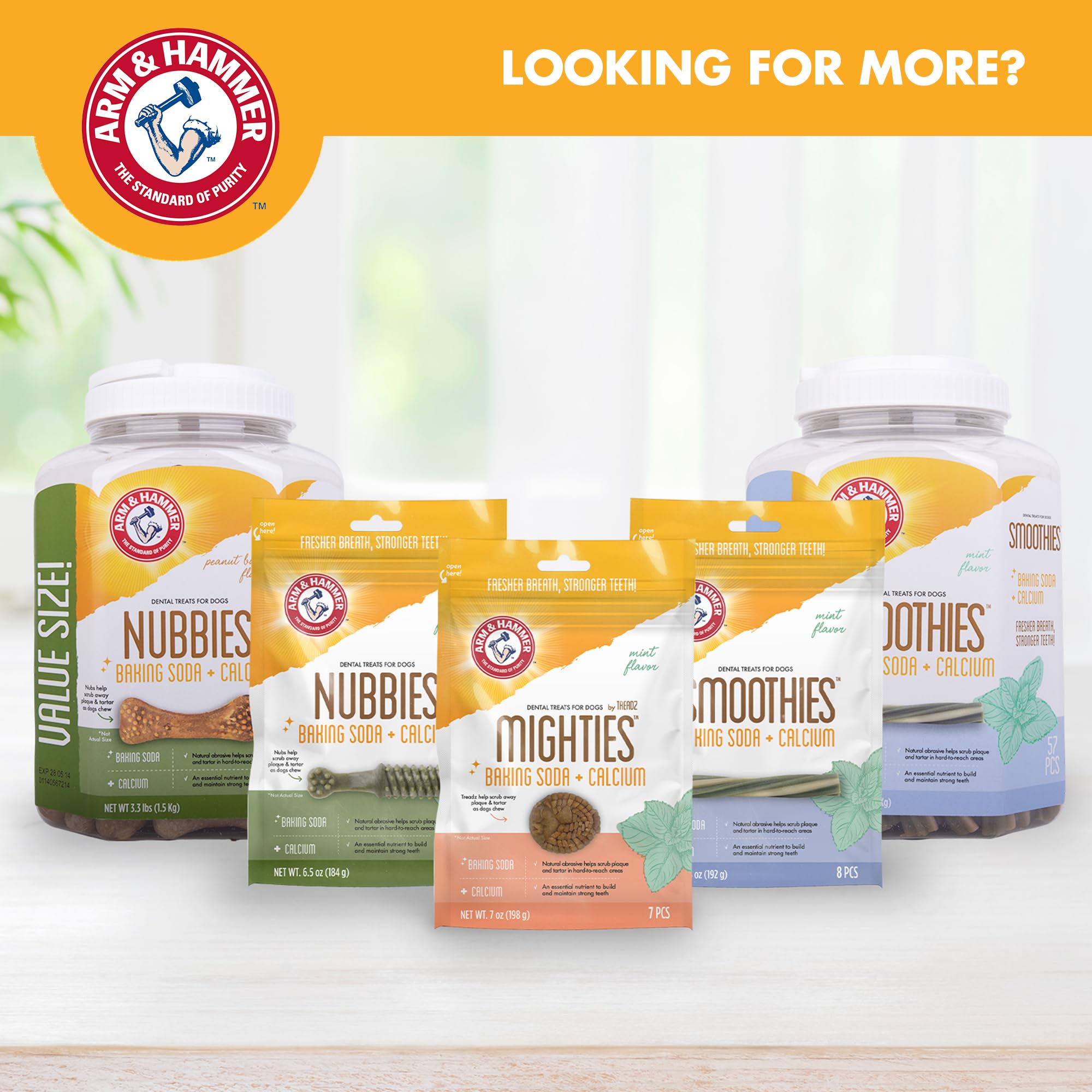 Arm & Hammer for Pets Smoothies Dental Treats for Dogs with Baking Soda & Calcium, Treat Chews Help Fight Bad Breath, Plaque & T