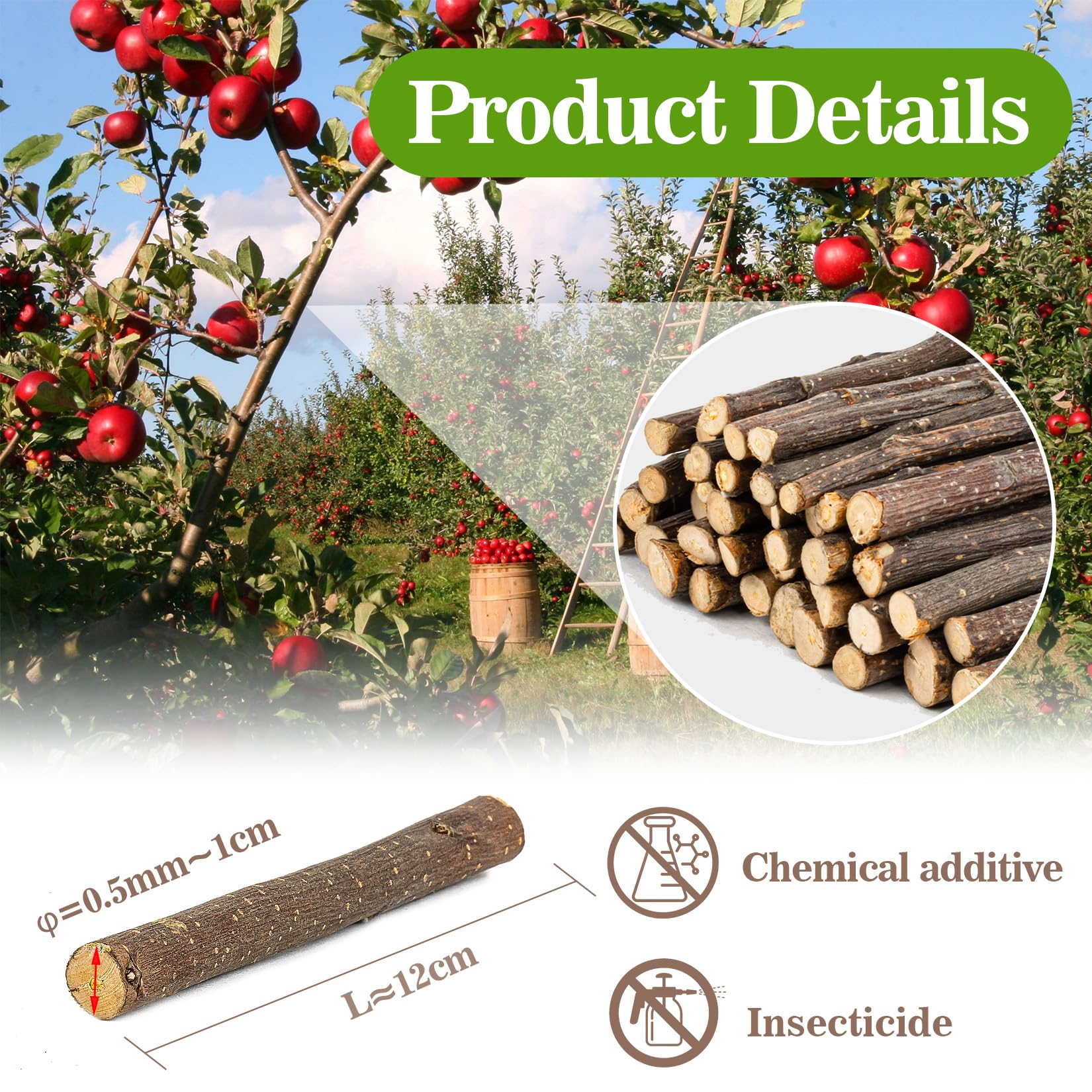 Sukh Natural Organic Apple Sticks - 250G Hamster Chew Toys Hams Rabbit Bunny Gerbil Guinea Pig Squirrel Chinchilla Animal Chew T