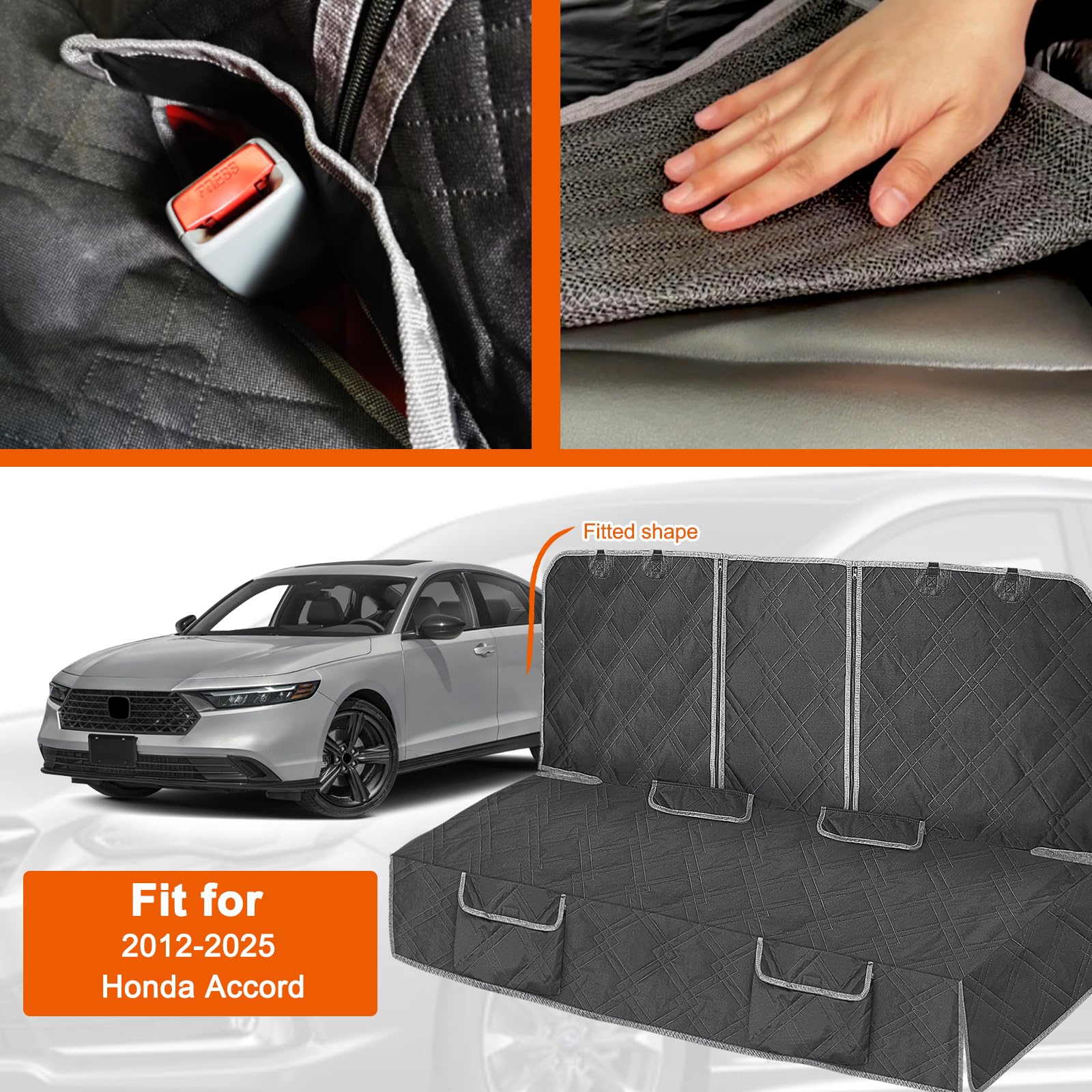 Kistrba Dog Car Seat Cover Compatible With Honda Accord 2012-2025, Waterproof Pet Bench Seat Cover For Back Seat, 600D Heavy Dut