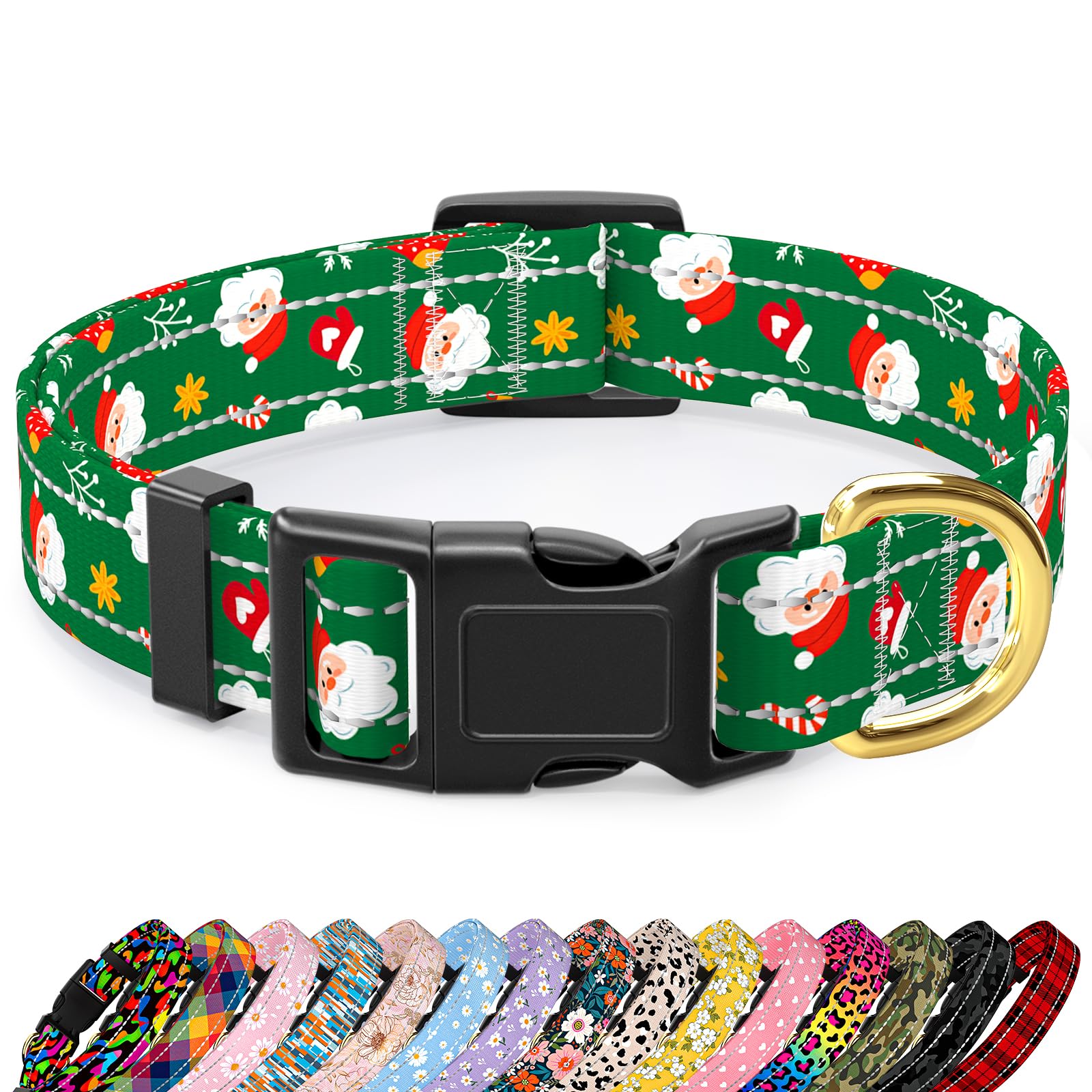 Tmoodel Reflective Dog Collar, Cute Christmas Style Dog Collar For Small Dogs, Soft Nylon Puppy Collar For Boy And Girl Female D