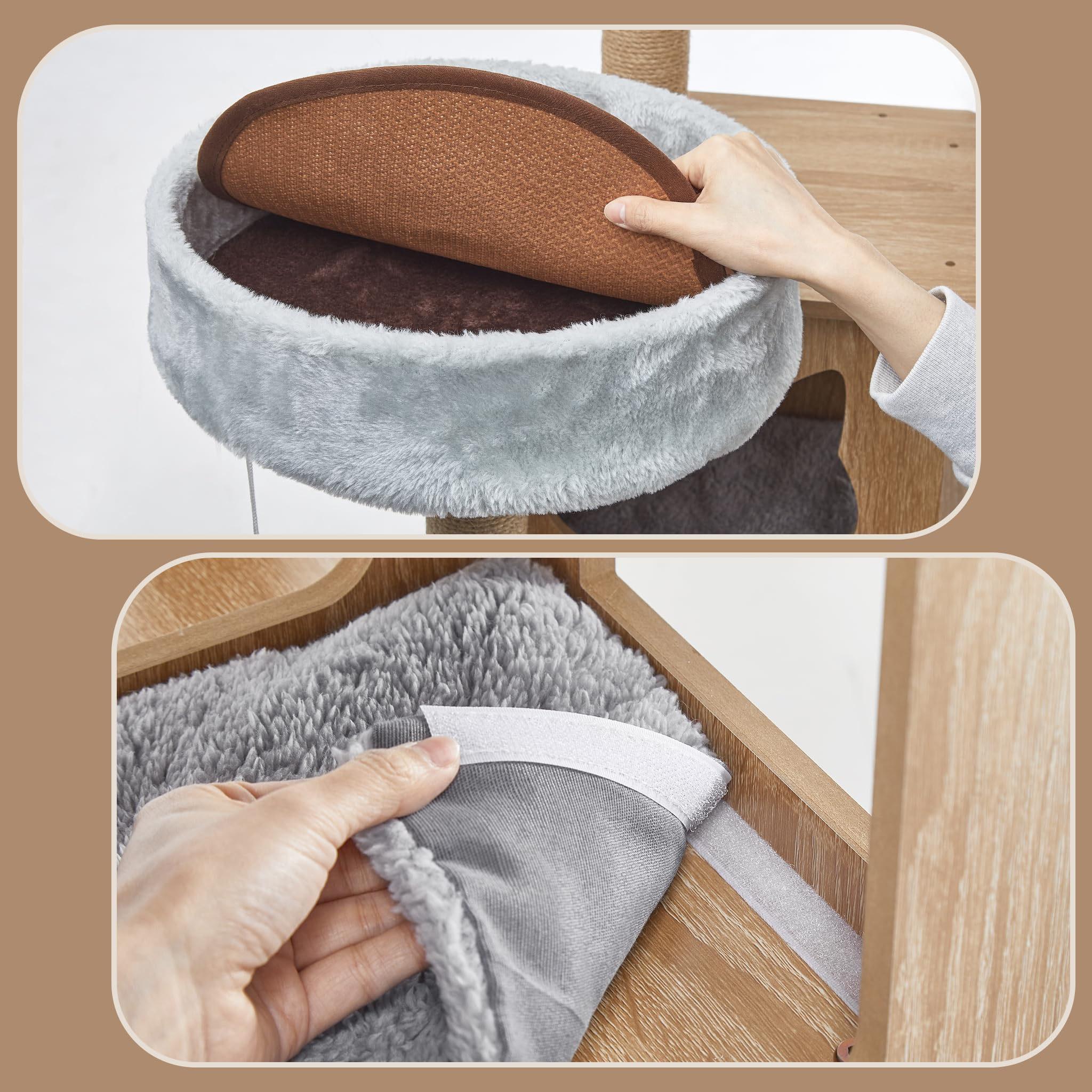 Mondeer Wood Cat Tree For Indoor Cats, 72'' Tall Cat Tower For Large Cat With Scratching Post Condos Perches And Capsule Nest Mo