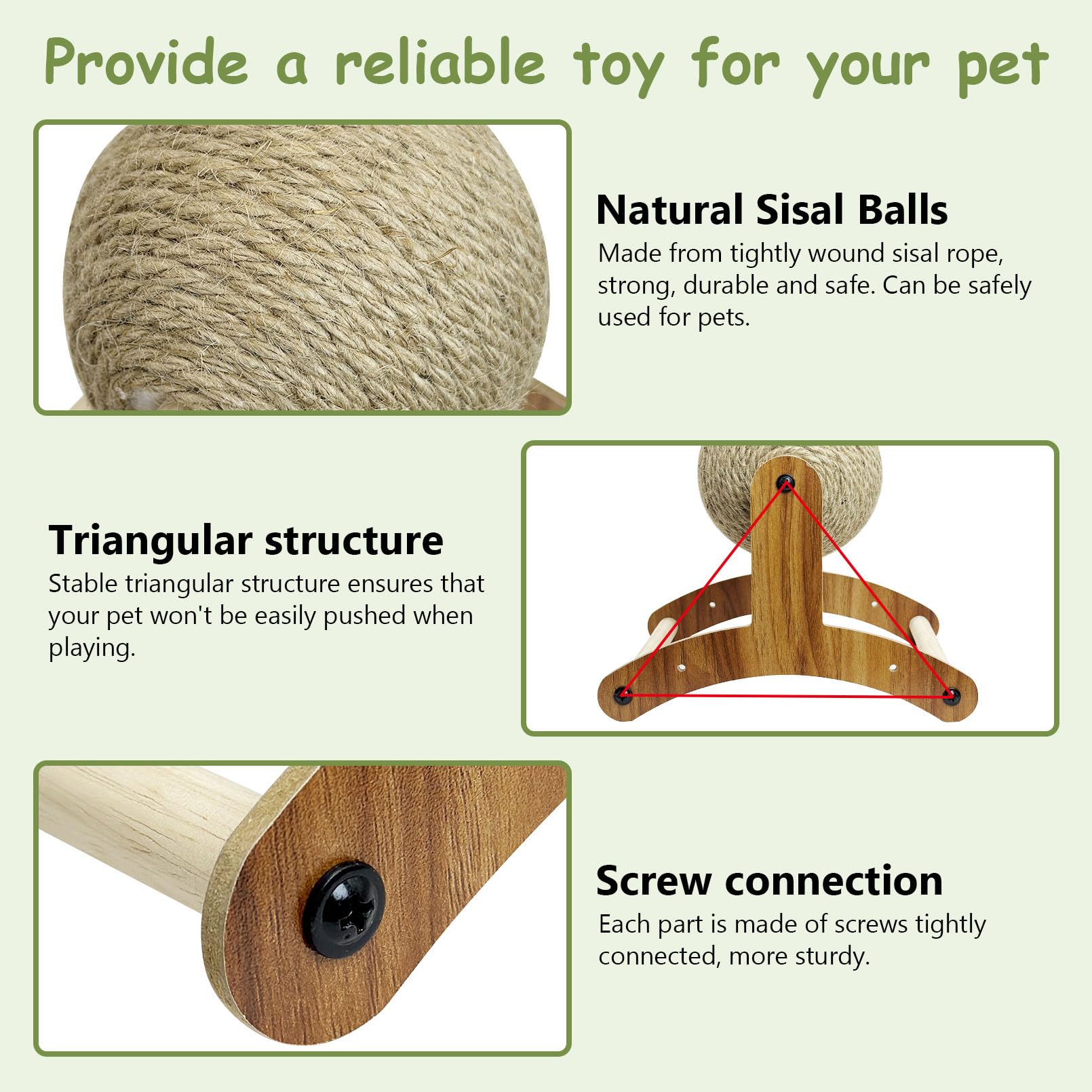 Fhiny Rabbit Scratch Toy, Natural Sisal Rabbit Scratching Ball Sisal Rope Bunny Claw Scratcher Rotating Ball Interactive Toys Na