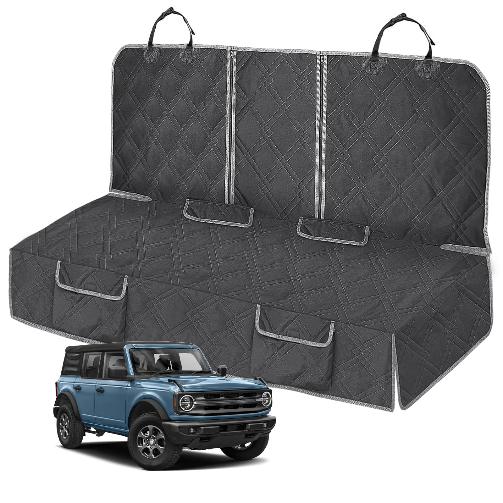 Kistrba Dog Car Seat Cover Compatible With Ford Bronco 4 Door 2021-2025, Waterproof Pet Bench Seat Cover For Back Seat, 600D Hea