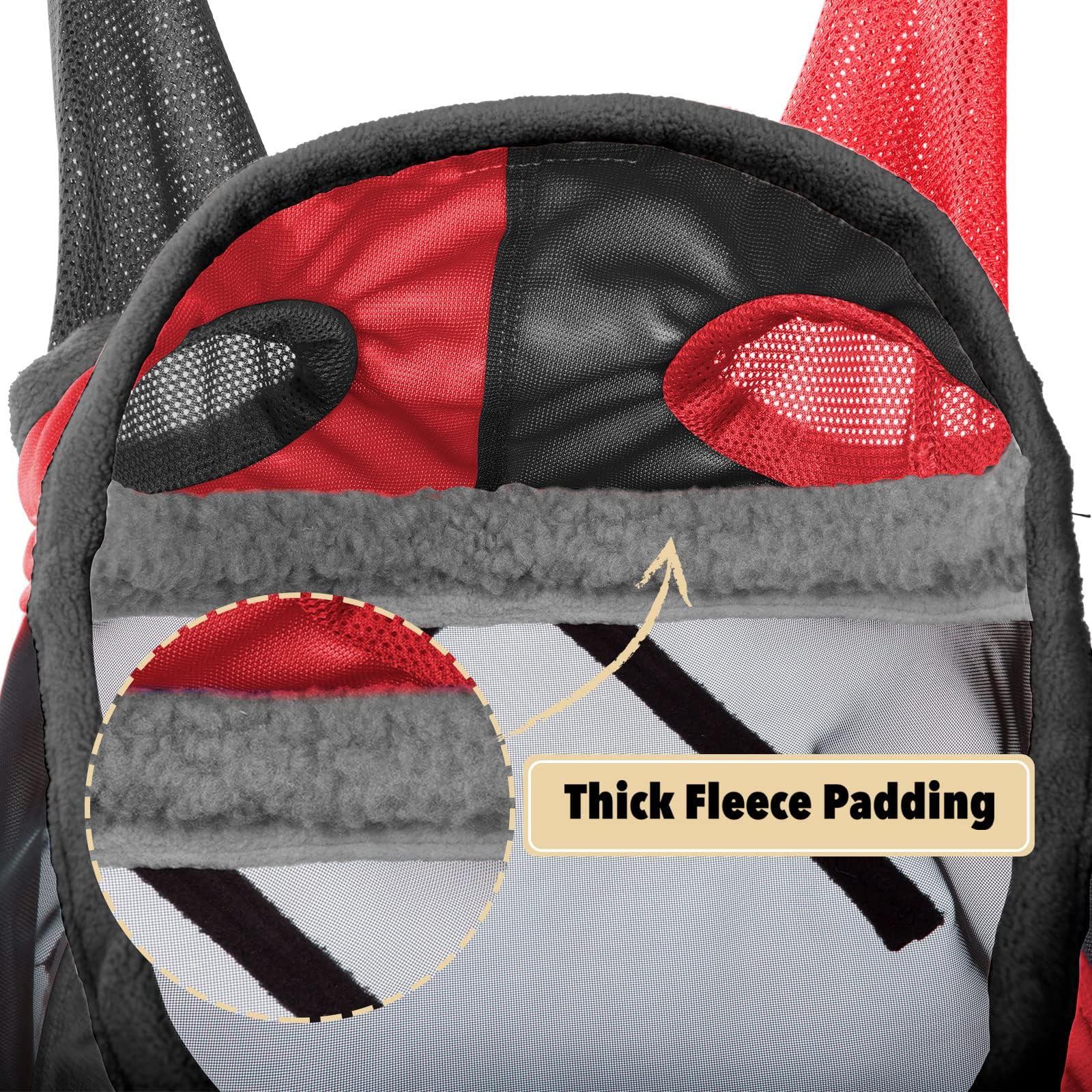 Harrison Howard Pro Luminous Horse Fly Mask Standard with Ears UV Protection for Horse Scarlet Red/Black Large Full Size