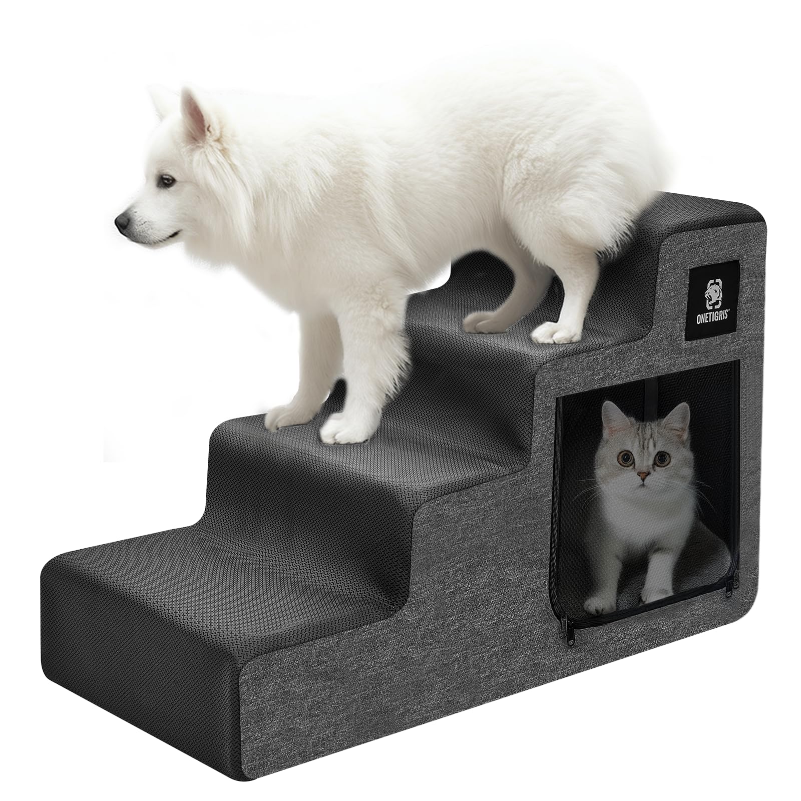 Onetigris Dog Steps For Small Dog, 4-Step Dog Stairs For High Beds And Couch, Non-Slip Pet Stairs For Small Dogs,Dog Bed Stairs,