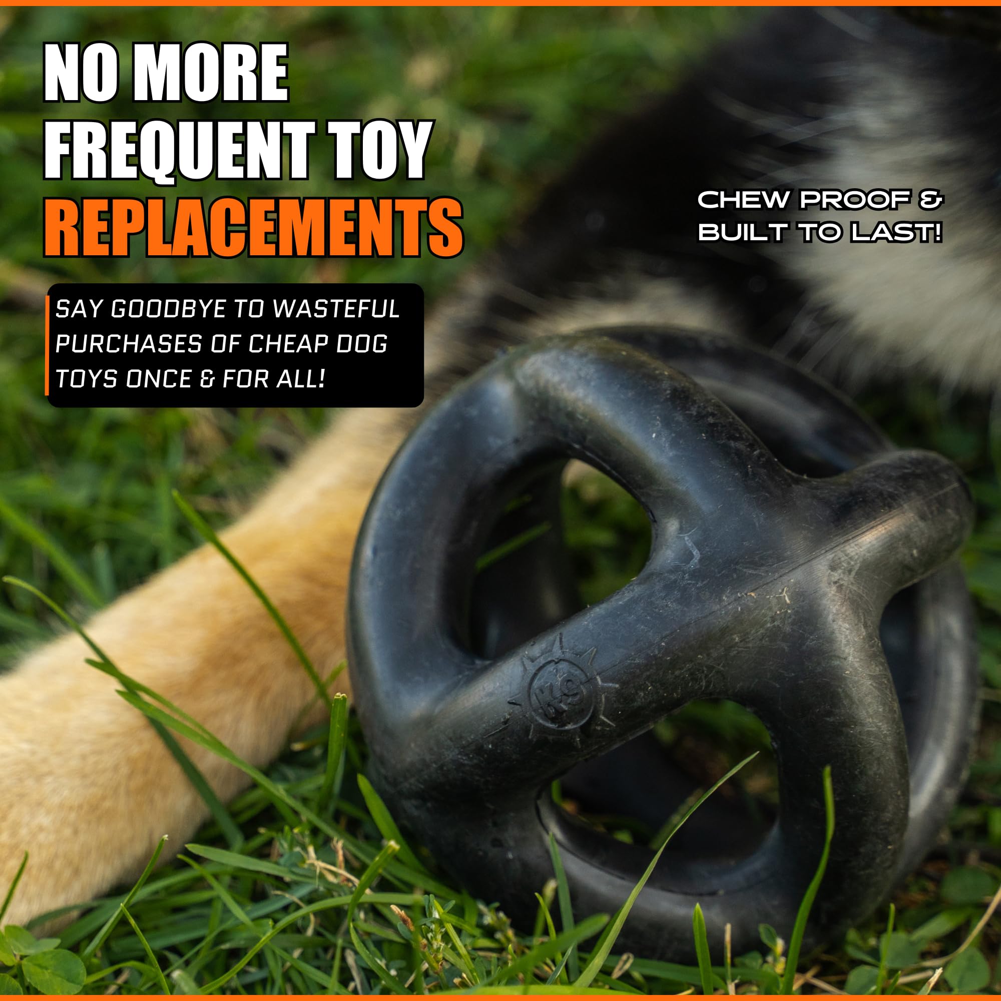 Monster K9 Tough Dog Toys For Aggressive Chewers Large Breed, Ring Ball - Virtually Indestructible Dog Toy Balls For Large Breed And Medium Breed Dogs, Heavy-Duty Rubber Dog Toy Fetch Ball