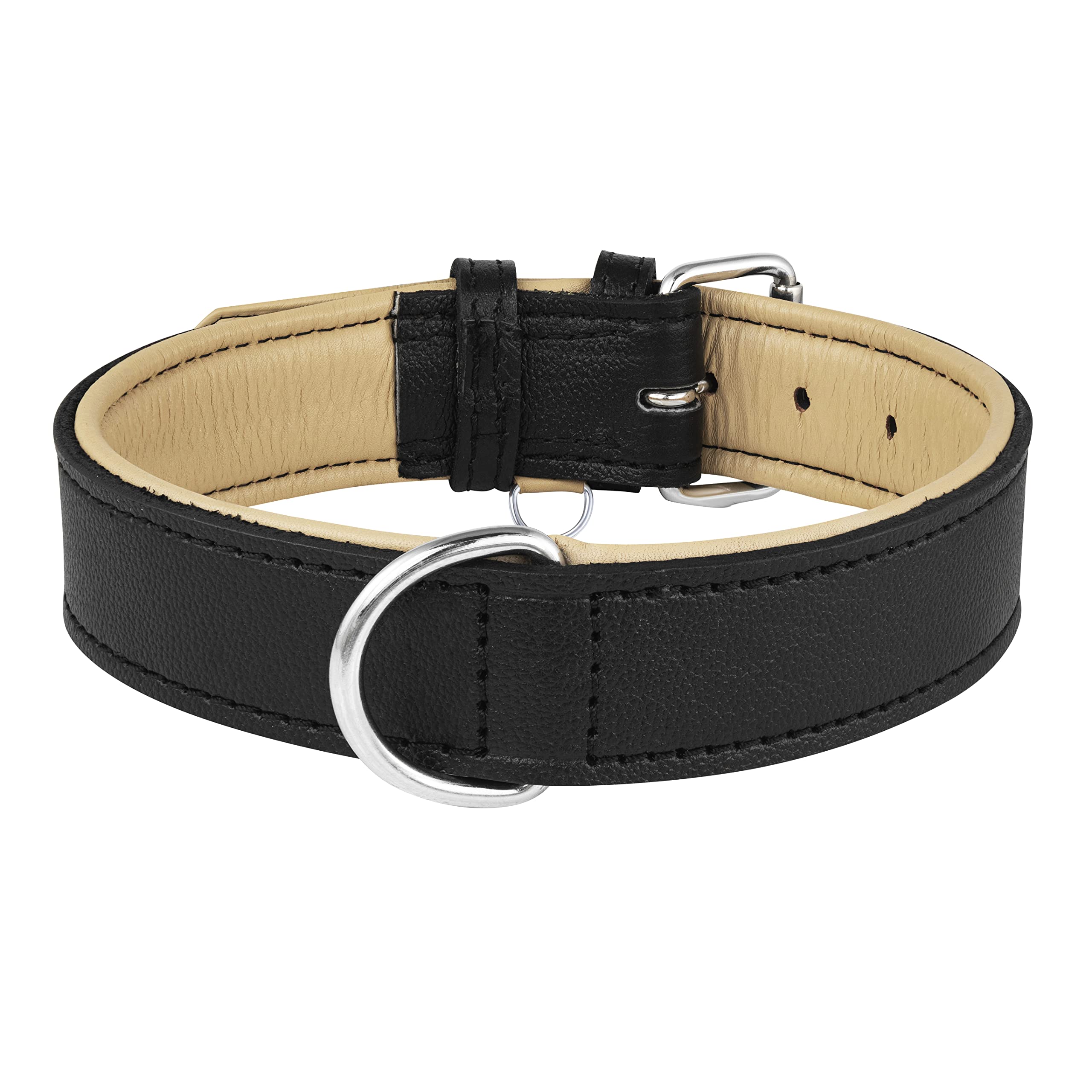 Riparo Leather Dog Collar - Heavy Duty Wide Dog Collar For Small, Medium, Large And Extra Large Dogs With Dog Tag Holder (L: 1.5