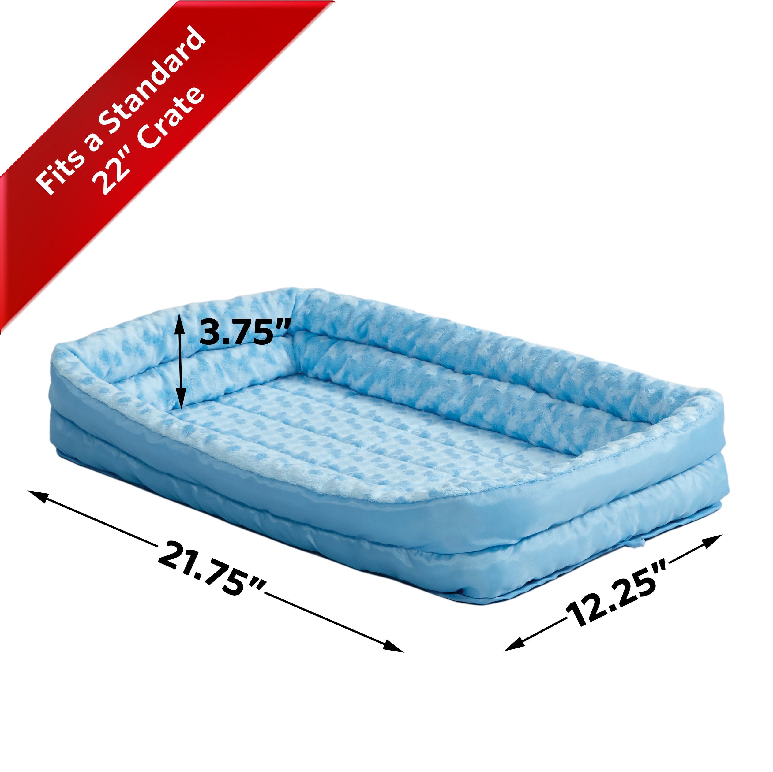 Midwest Homes For Pets Double Bolster Pet Bed | Blue 22-Inch Dog Bed Ideal For Xs Dog Breeds & Fits 22-Inch Long Dog Crates