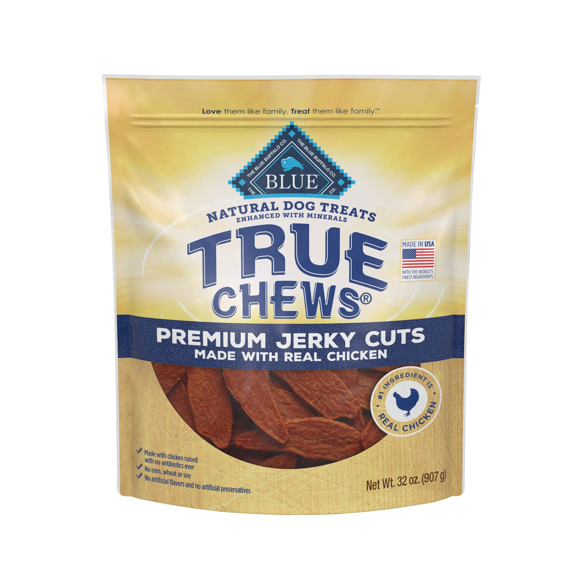 Blue Buffalo True Chews Premium Jerky Cuts Dog Treats, Made In The Usa With Natural Ingredients, Chicken, 32-Oz Bag