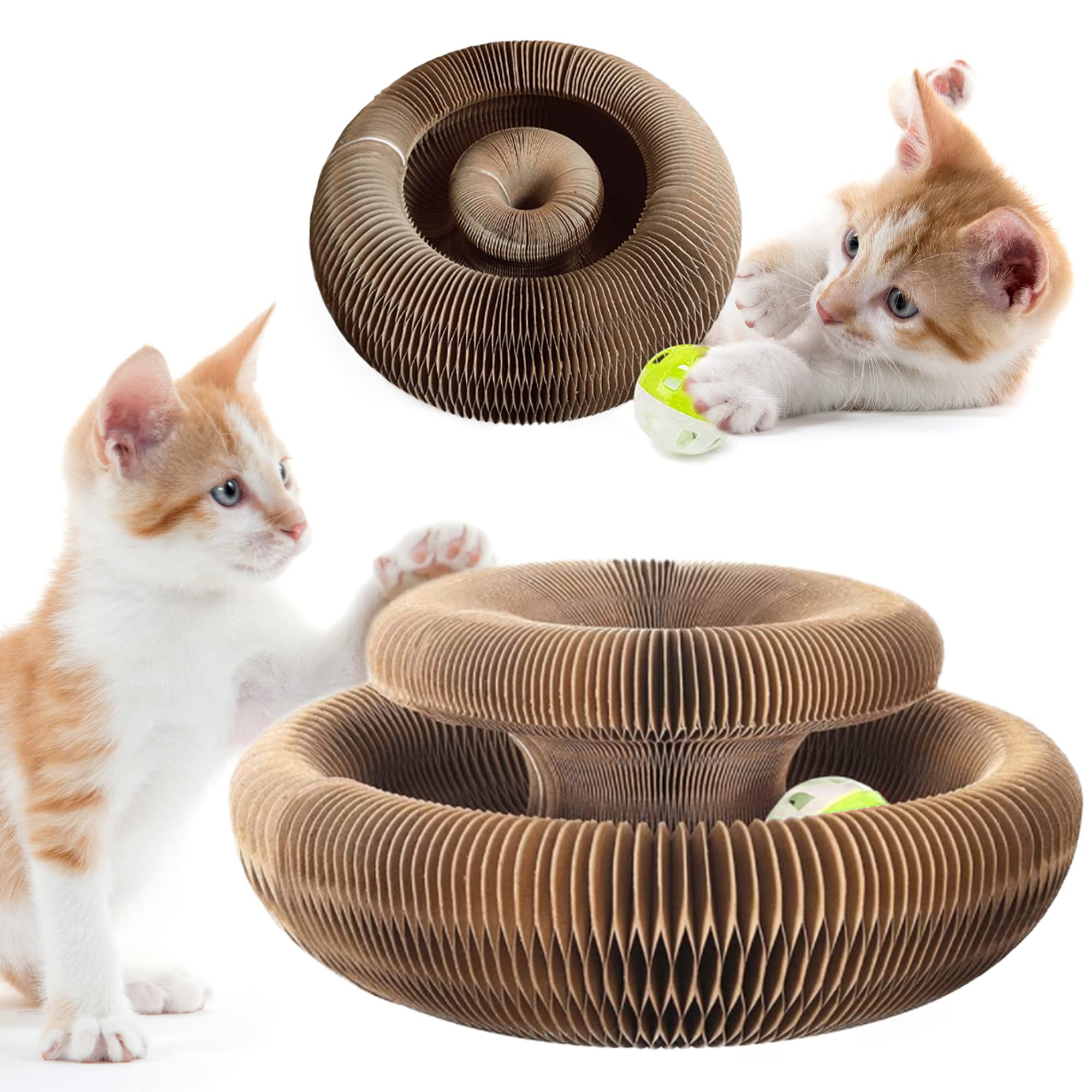 Magic Organ Cat Scratching Board, Cat Accordion, Cat Cordion, Cardboard Cat Scratcher Cat Bed Interactive Scratcher Cat Toy, Foldable Convenient Cat Scratcher Durable Recyclable Comes With Ball