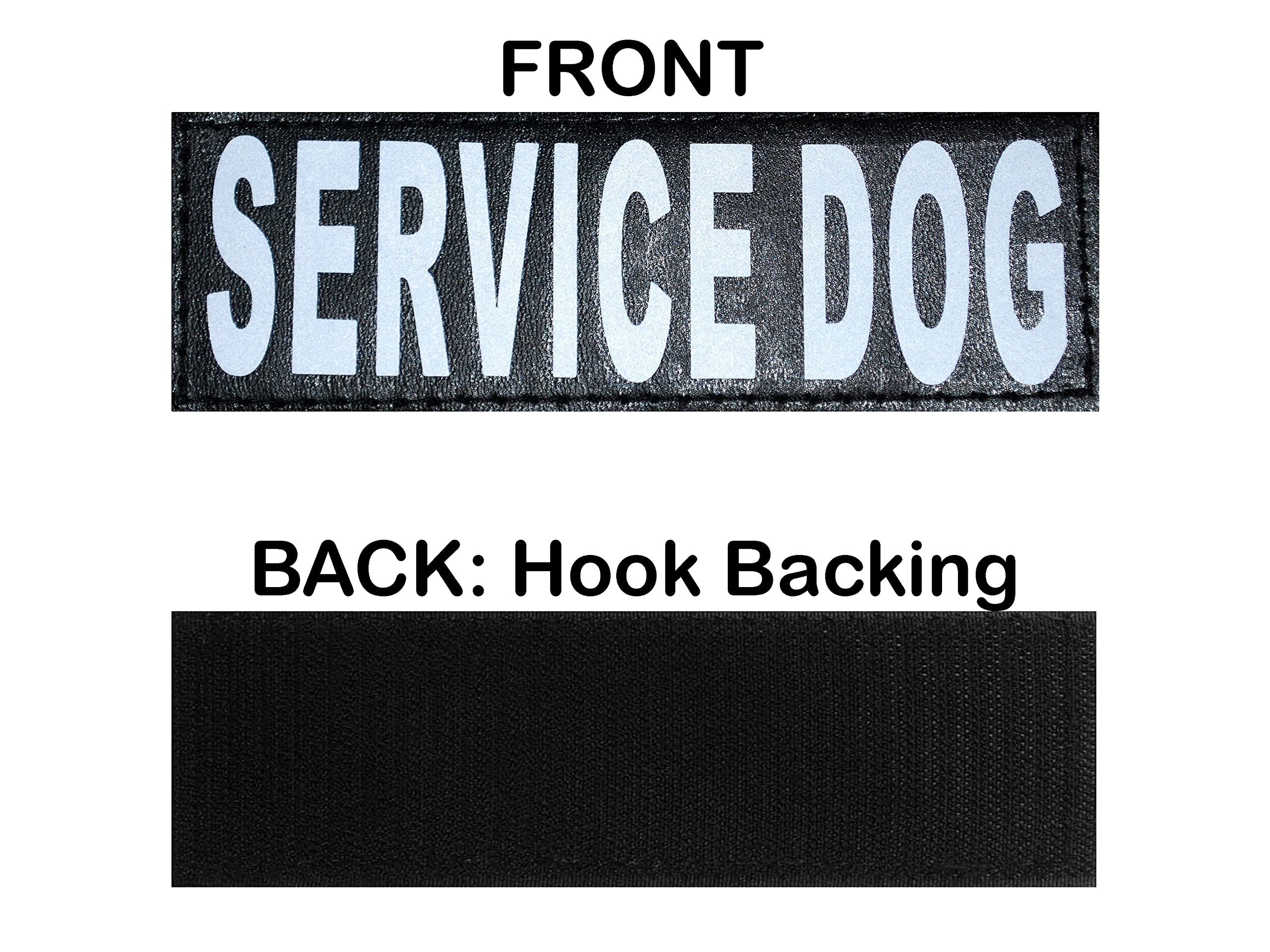 Doggie Stylz Set Of 2 Reflective Service Dog Removable Patches With Hook Backing For Working Dog Harnesses & Vests. Durable And Interchangeable - (Medium 4' X 1.5')