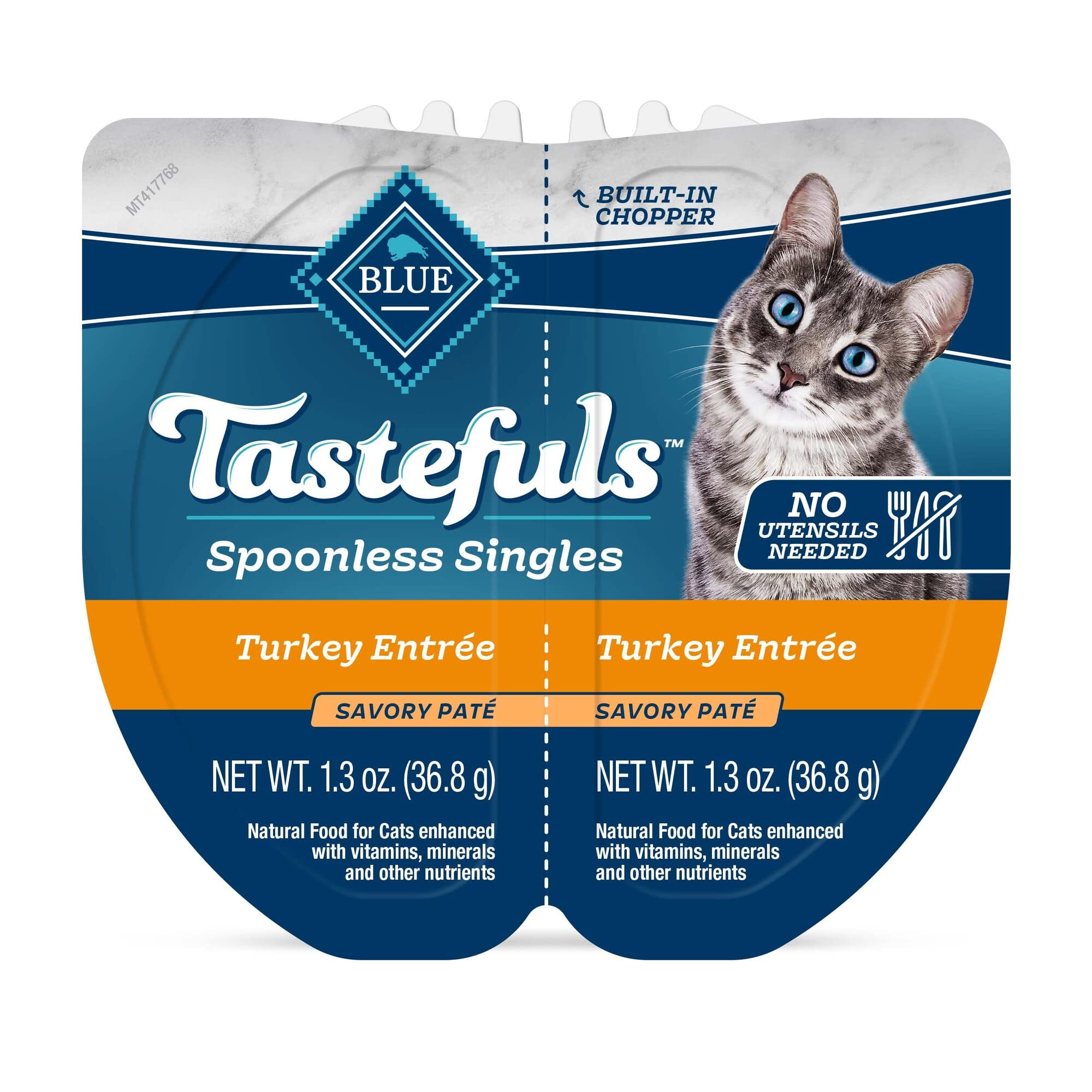 Blue Buffalo Tastefuls Spoonless Singles Adult Pate Wet Cat Food, Turkey Entr  e, Perfectly Portioned Cups in (24) 2.6-oz Twin-P