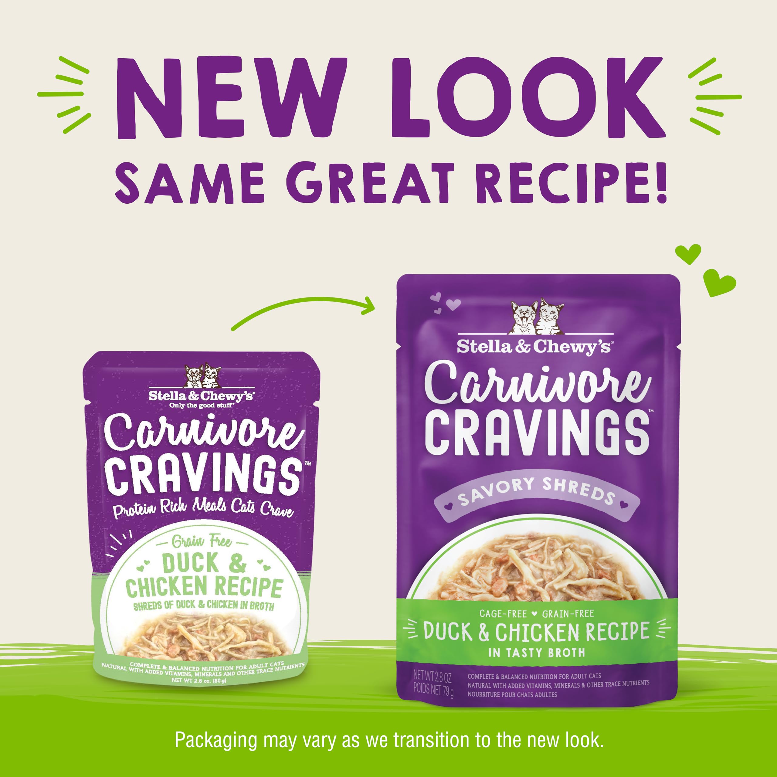 Stella & Chewys Carnivore Cravings Wet Cat Food - Premium Pouches - Grain Free, High Protein Duck & Chicken - Perfect for Picky
