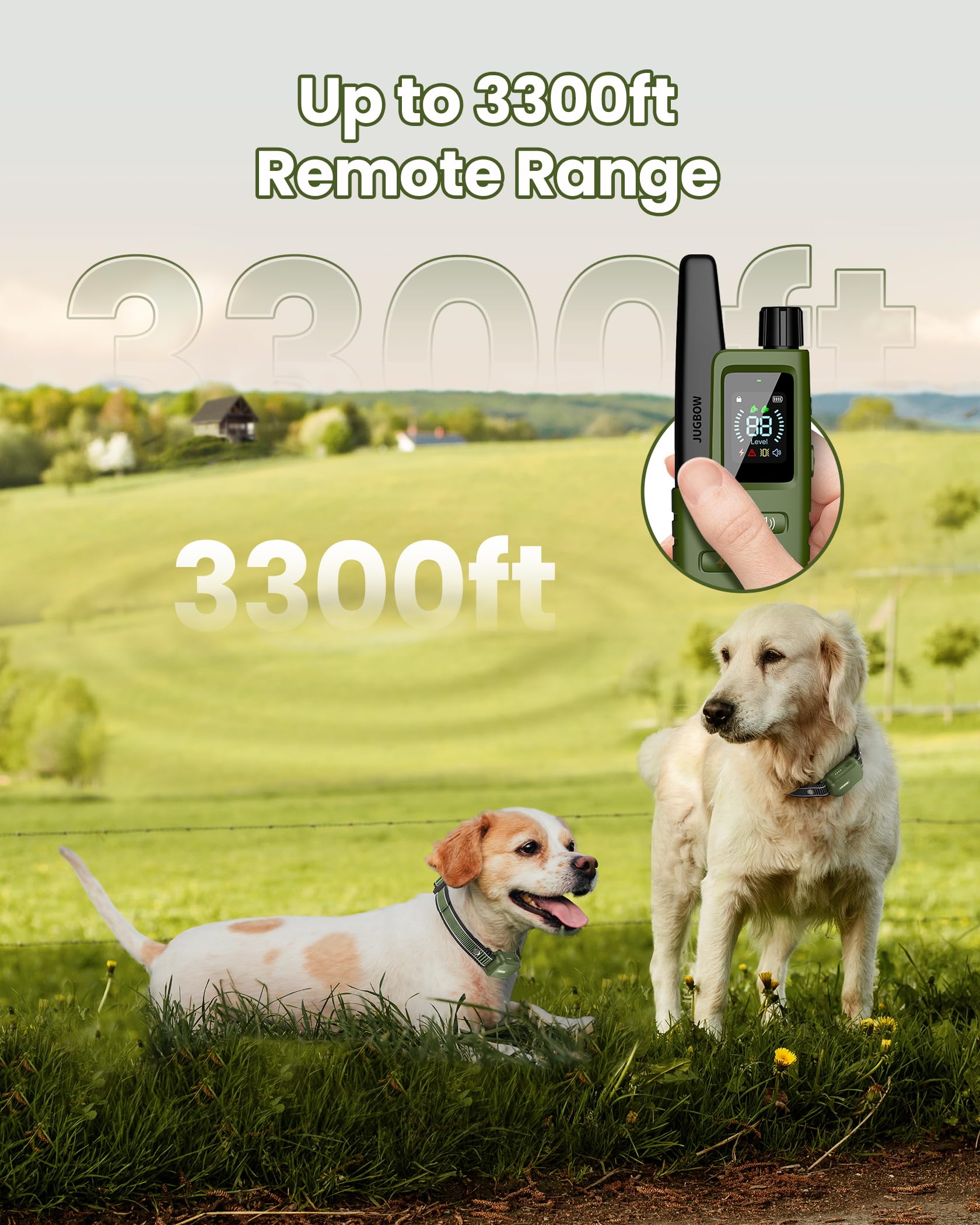 Jugbow Dog Shock Collar 2 Dogs (10-120Lbs) - 4200Ft Dog Training Collar With Remote Ipx7 Waterproof Electric Collar With 4 Train