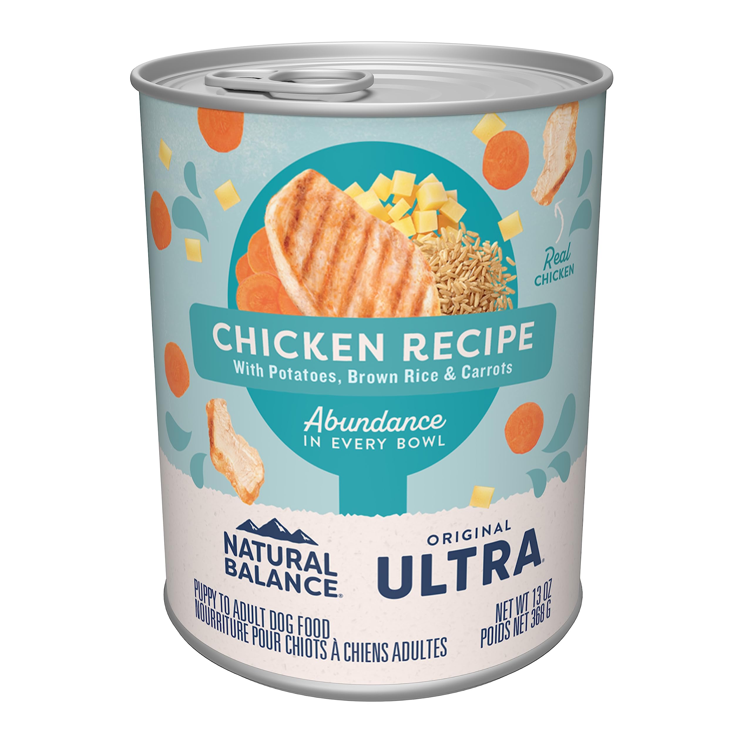 Natural Balance Original Ultra Adult Wet Dog Food, Chicken Formula with Brown Rice, Carrots & Potatoes, 13 Ounce Can (Pack of 12