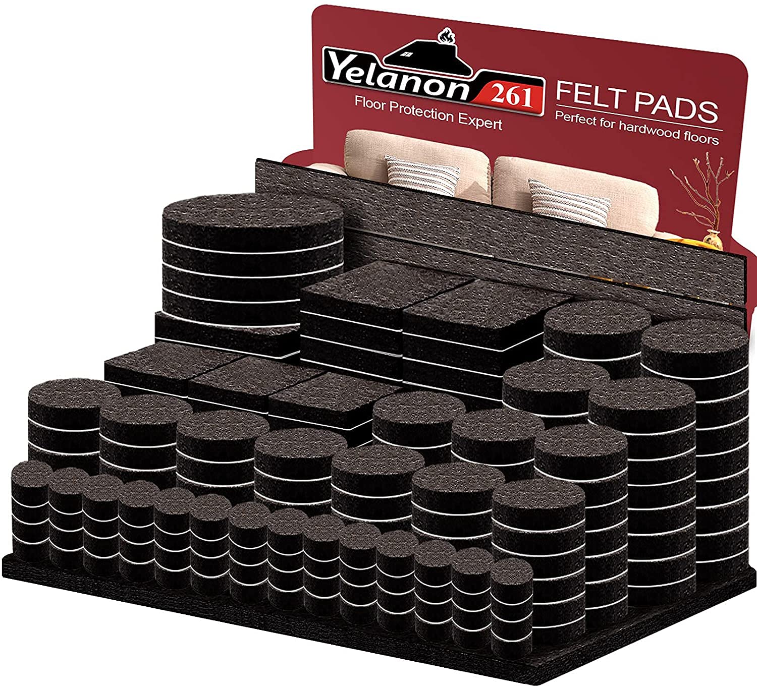 Felt Furniture Pads -261 Pcs Furniture Pads Hardwoods Floors Self Adhesive, Cuttable Felt Chair Pads, Anti Scratch Floor Protect