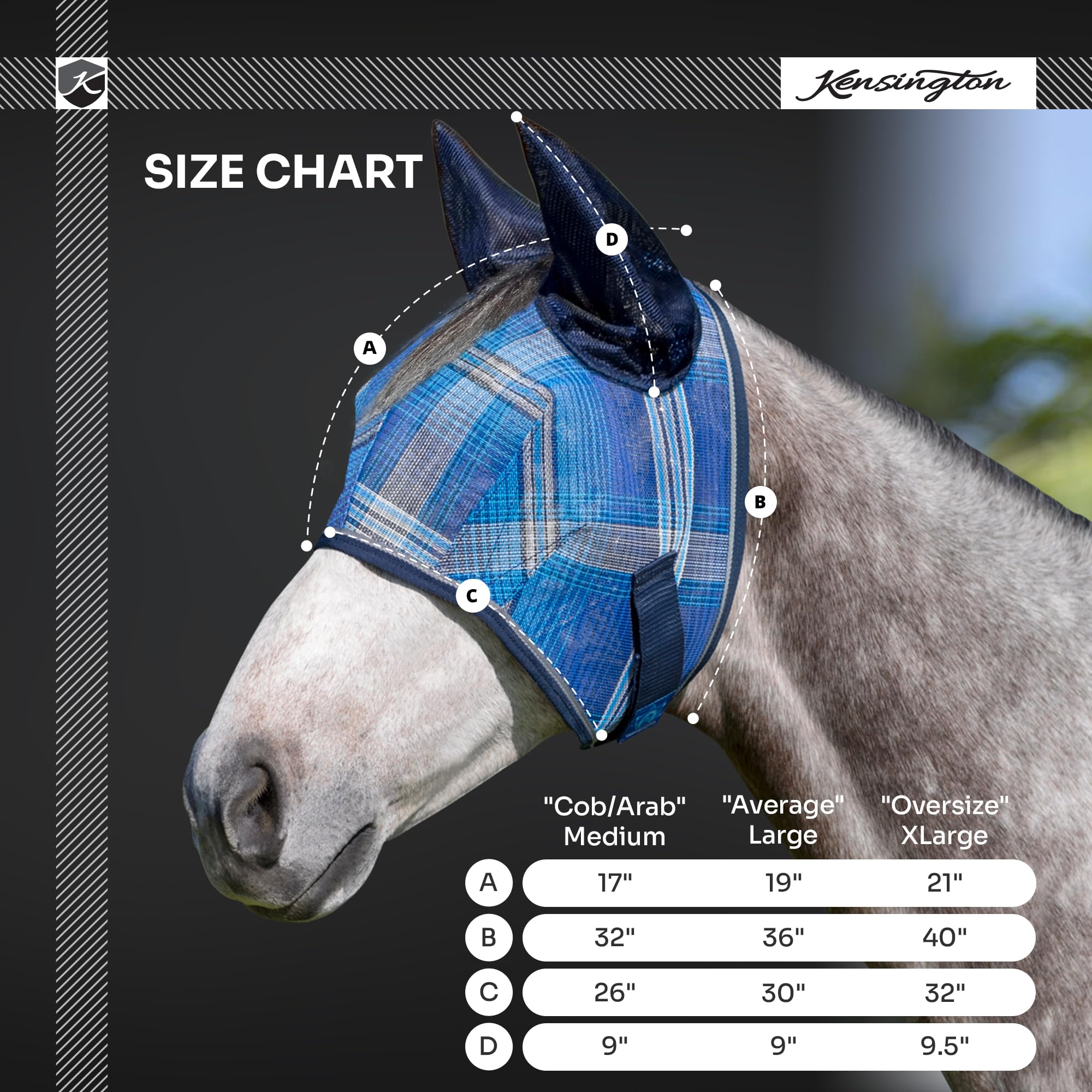 Kensington Fly Mask w/Web & Nose Size: X.Large Color: 2017-Lavender Mint