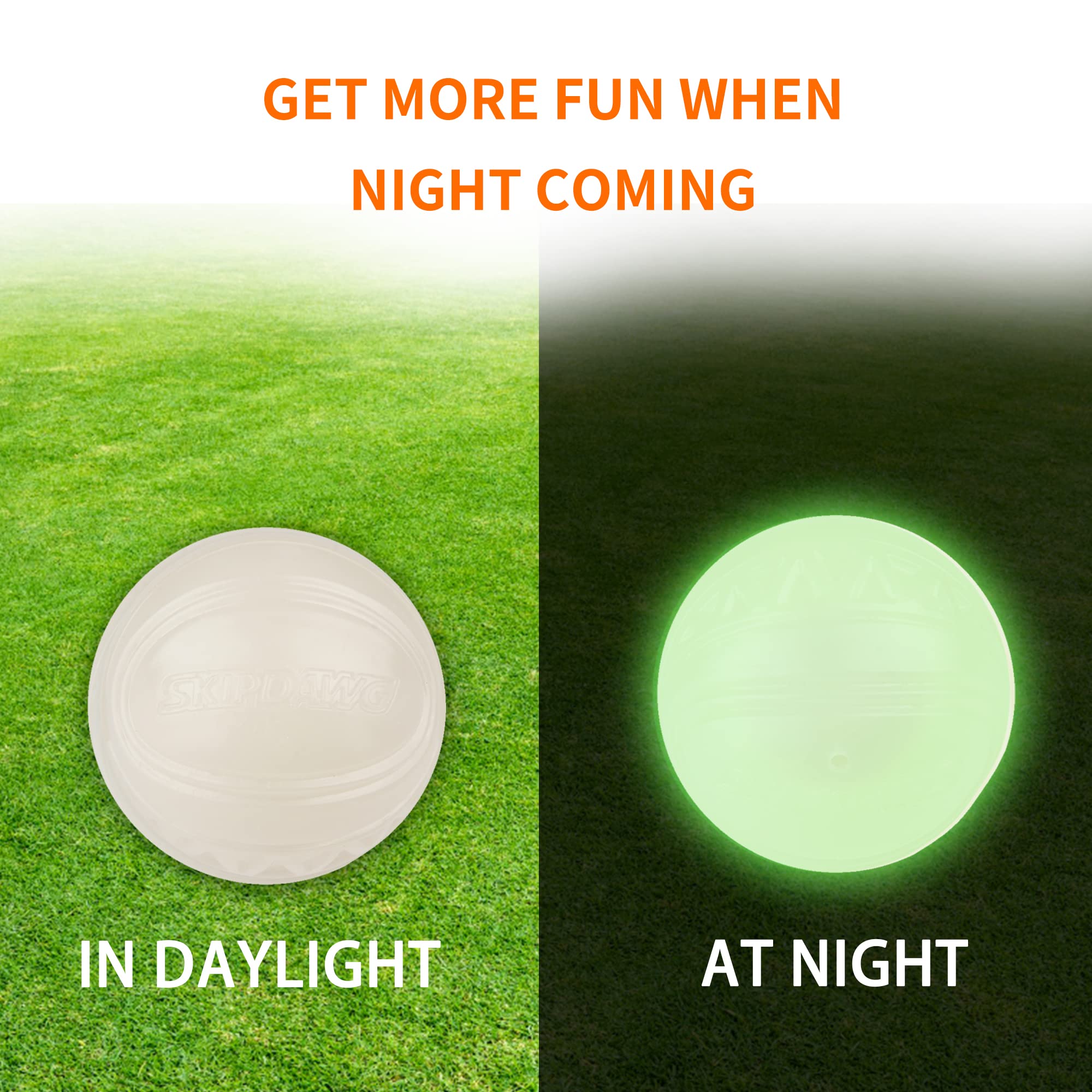 SKIPDAWG Interactive Dog Glow Balls, Rubber, 2.5" Light Up Squeaky Balls, 2 Pack, Durable TPR, Glow Balls