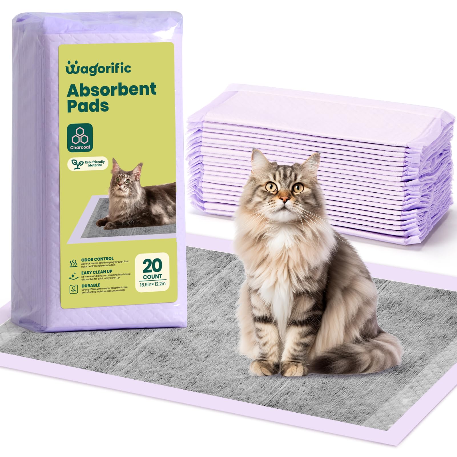 Cat Pads Refills for Tidy Cats Breeze Litter System - Super Absorbent 6-Layer Pads for Odor Control, Activated Carbon - 16.9 x 1