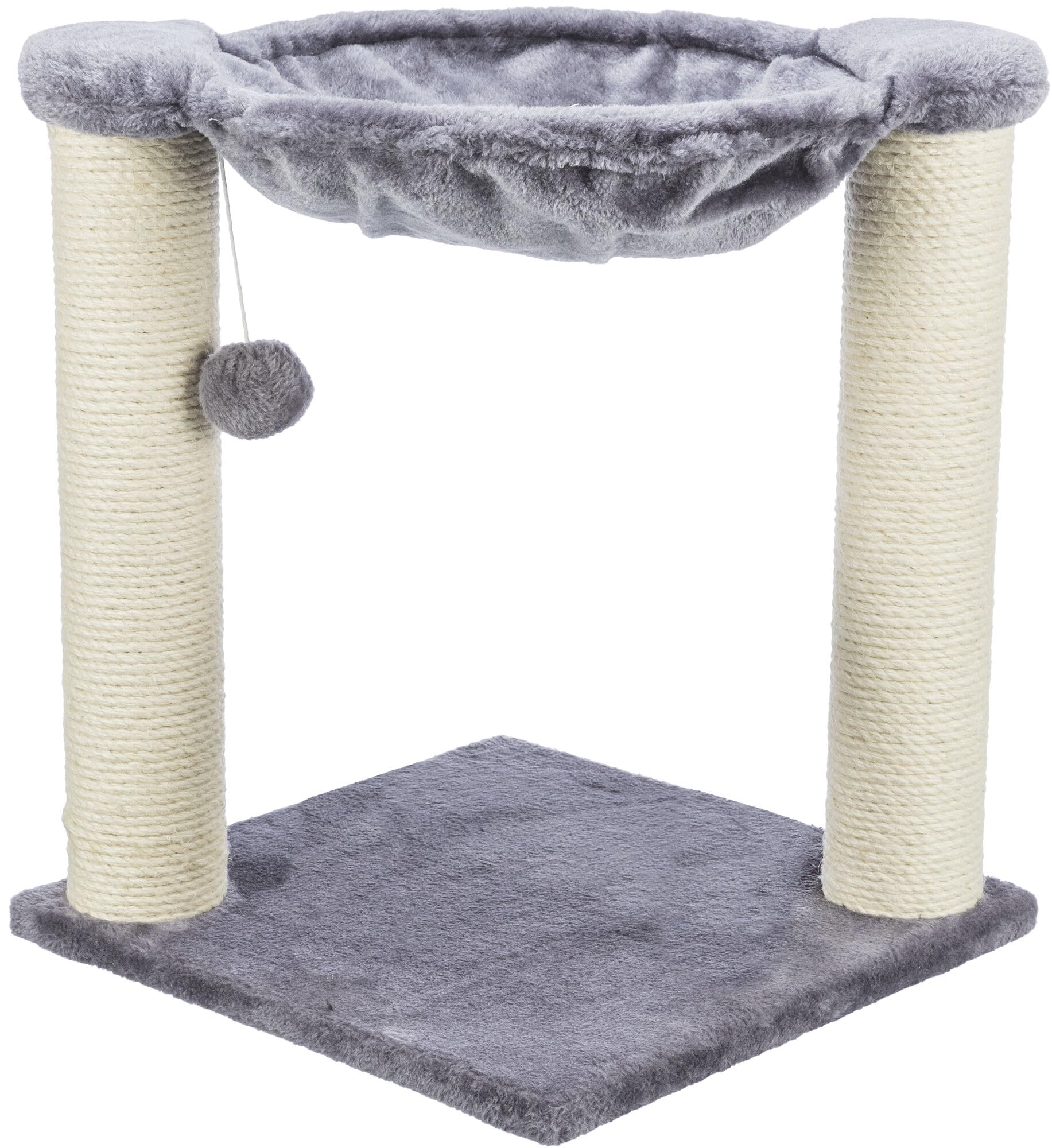 Trixie Baza Cat Scratching Post 19,7 Inch - With Durable Sisal Rope And With Fluffy Hammock And Dangling Cat Toy - In Gray