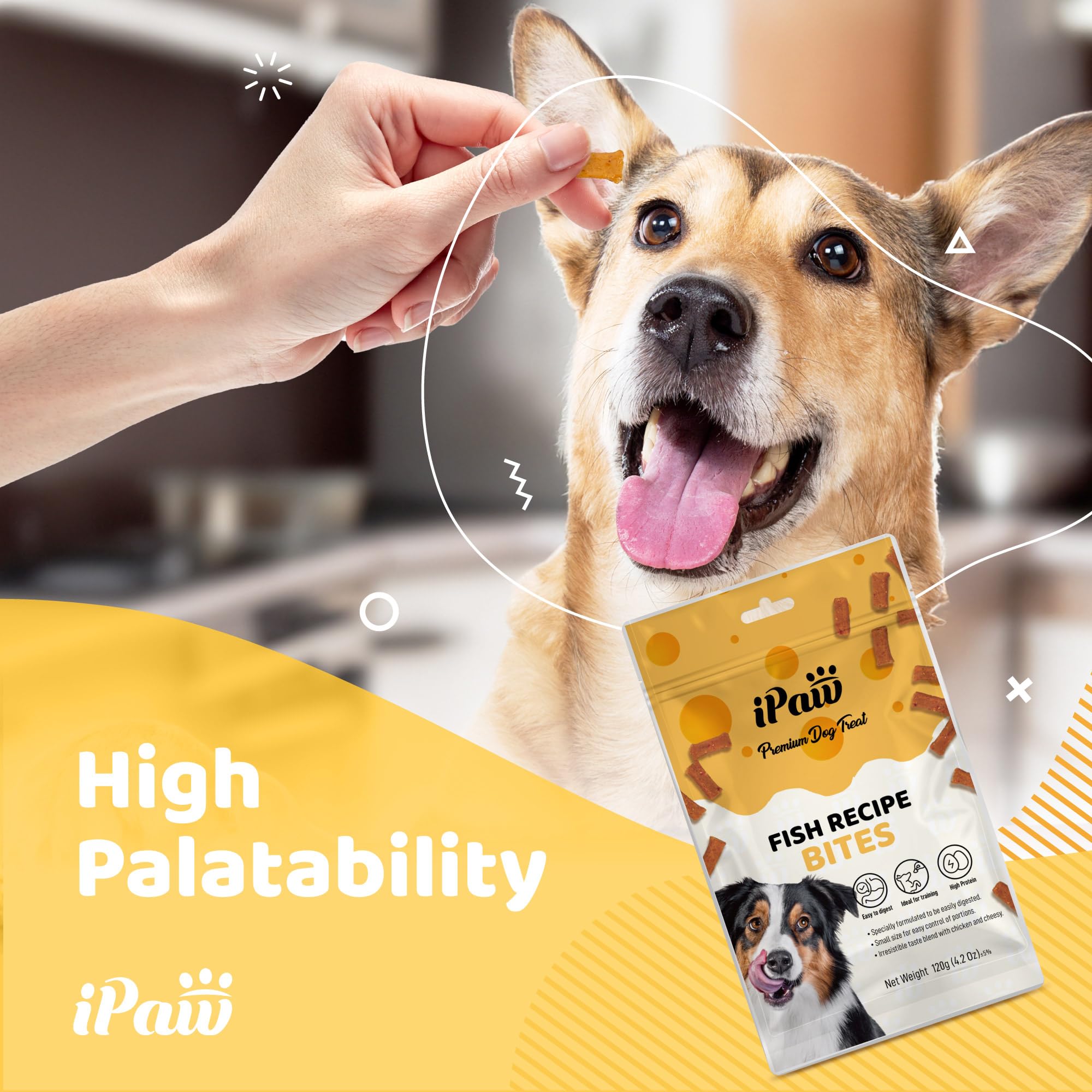 iPaw Dog Treats for Puppy Training, All Natural Human Grade Dog Treat, Hypoallergenic, Easy to Digest (Fish and Cheese Bites)