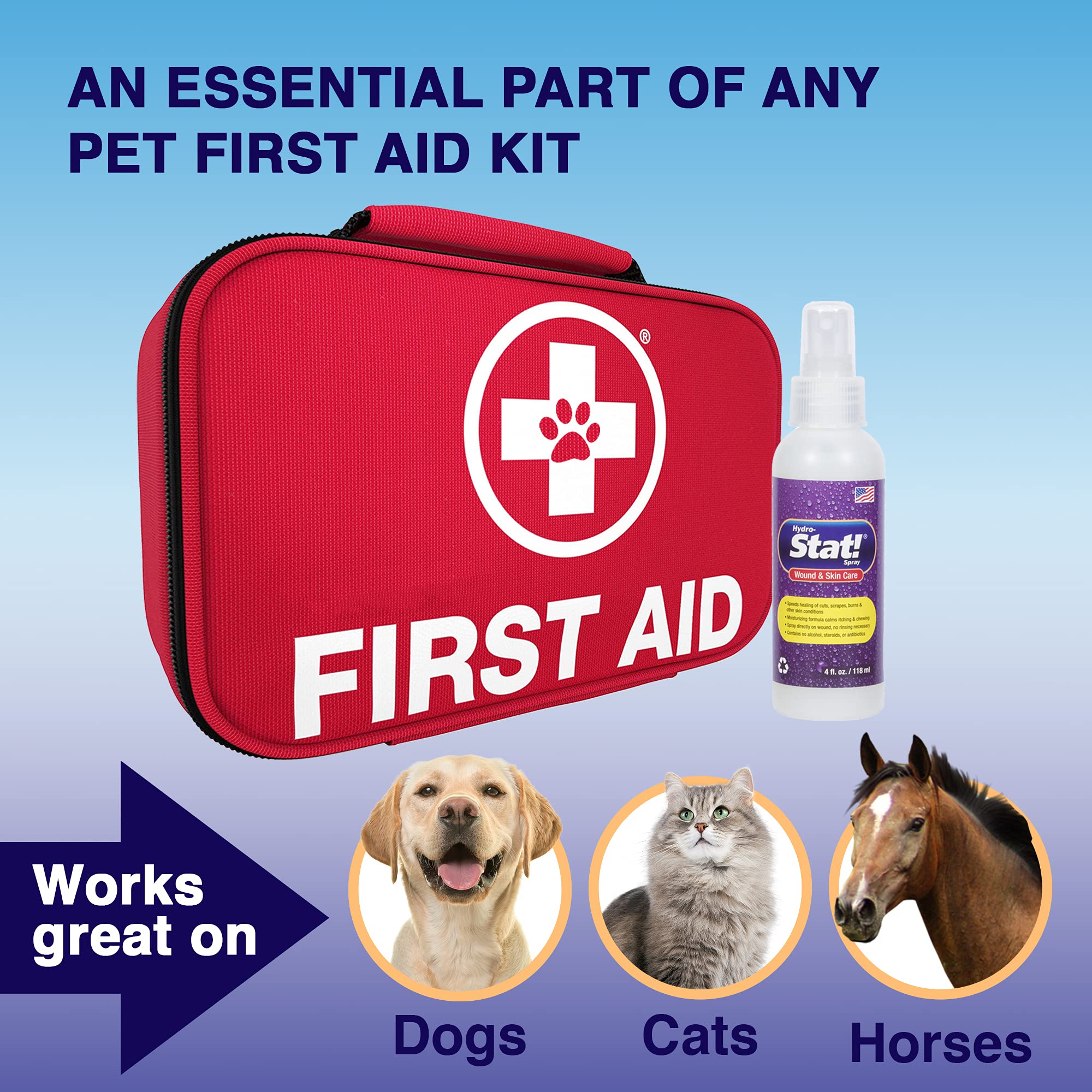 Stat! Spray Pet Wound & Skin Care  First-Aid Treatment for Dogs, Cats, Horses  Natural Plant Based Ingredients  Speeds Healing o