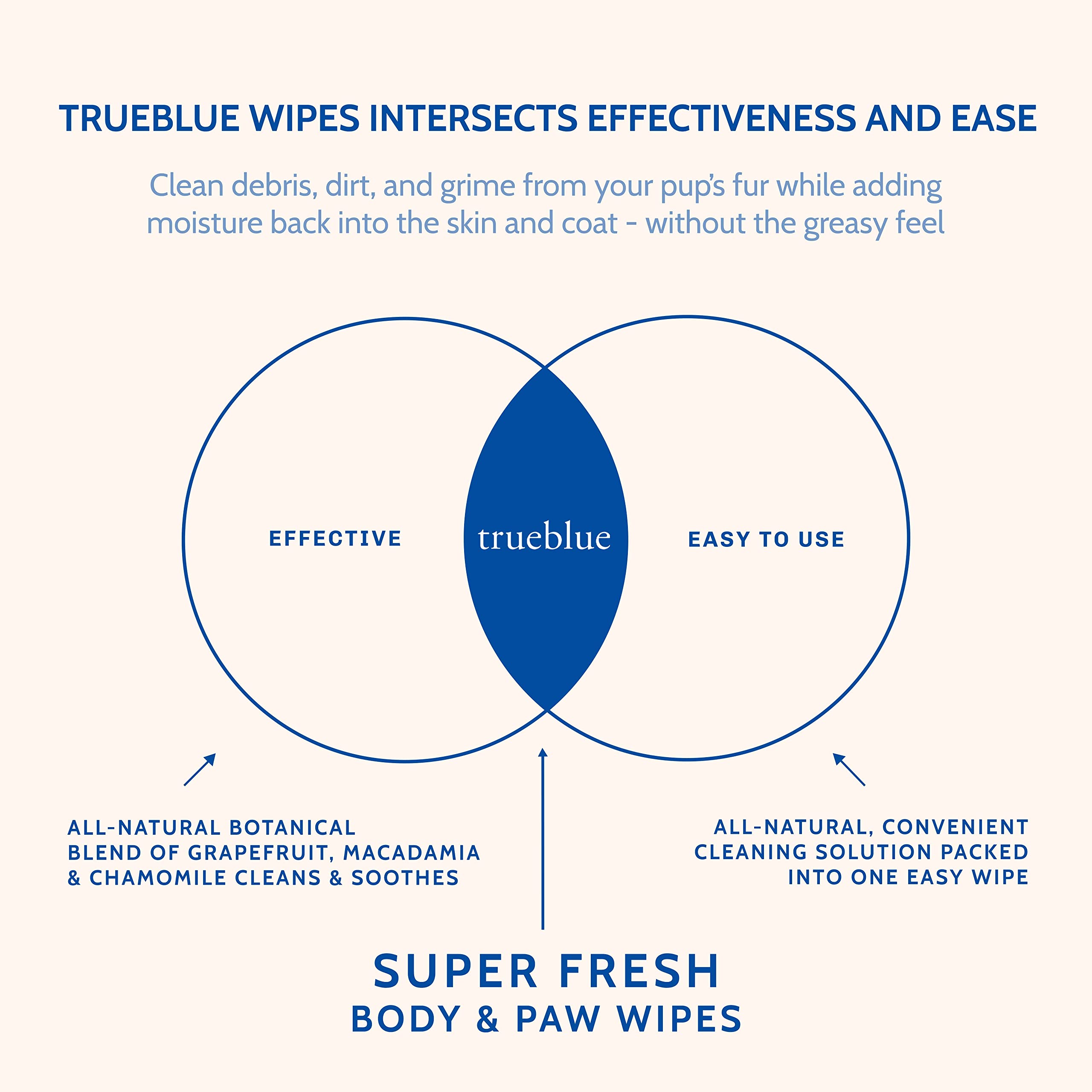 Trueblue Super Fresh Body And Paw Wipes For Dogs And Puppies - Clean Dirty Paws And For Deodorizing - Extra Large, Non-Toxic - 8'X7' - 100 Count