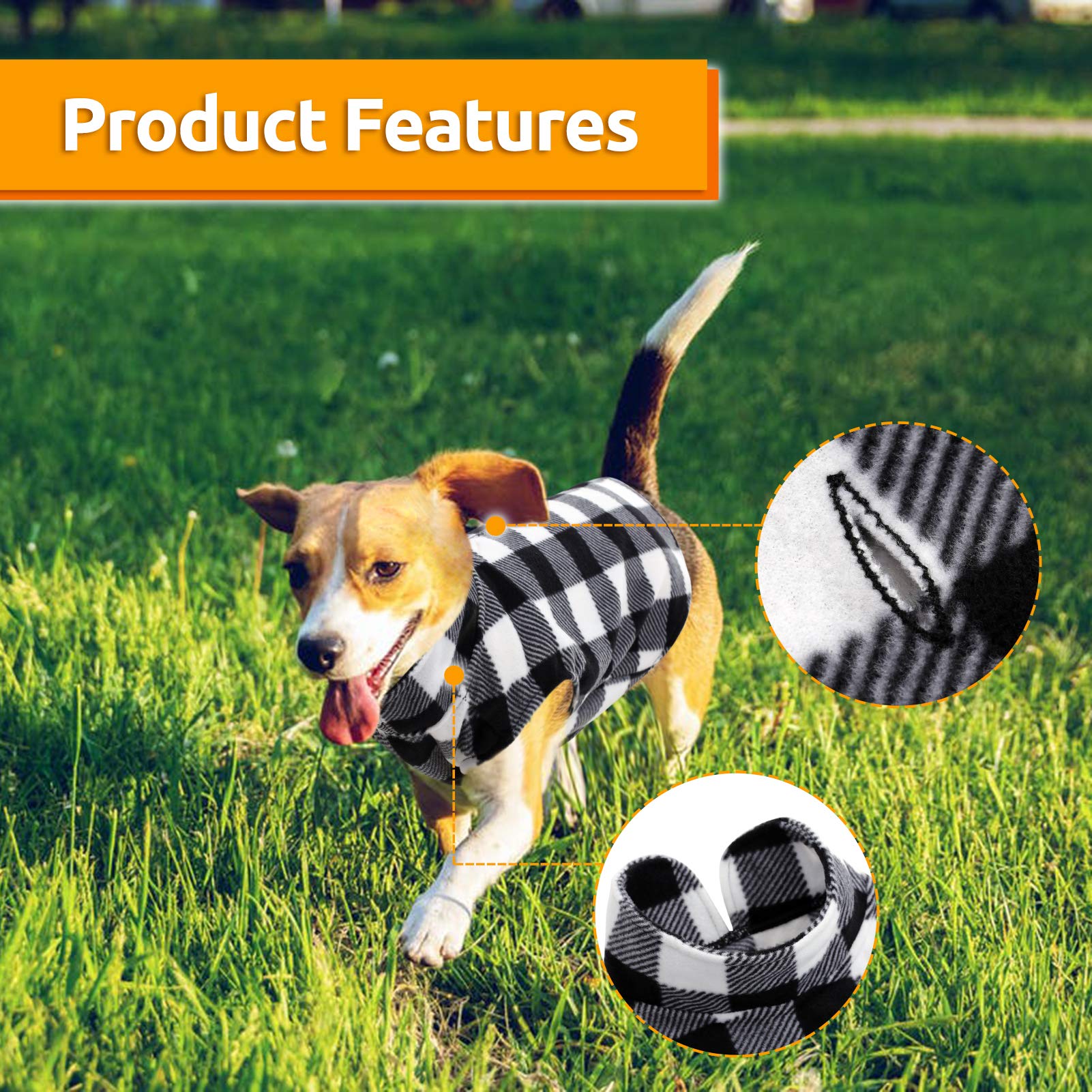 Asenku Dog Sweater, Plaid Dog Fleece Vest, Soft Comfortable Pet Pajamas, Warm Winter Dog Shirt, Cold Weather Coat Jacket Pet Clo