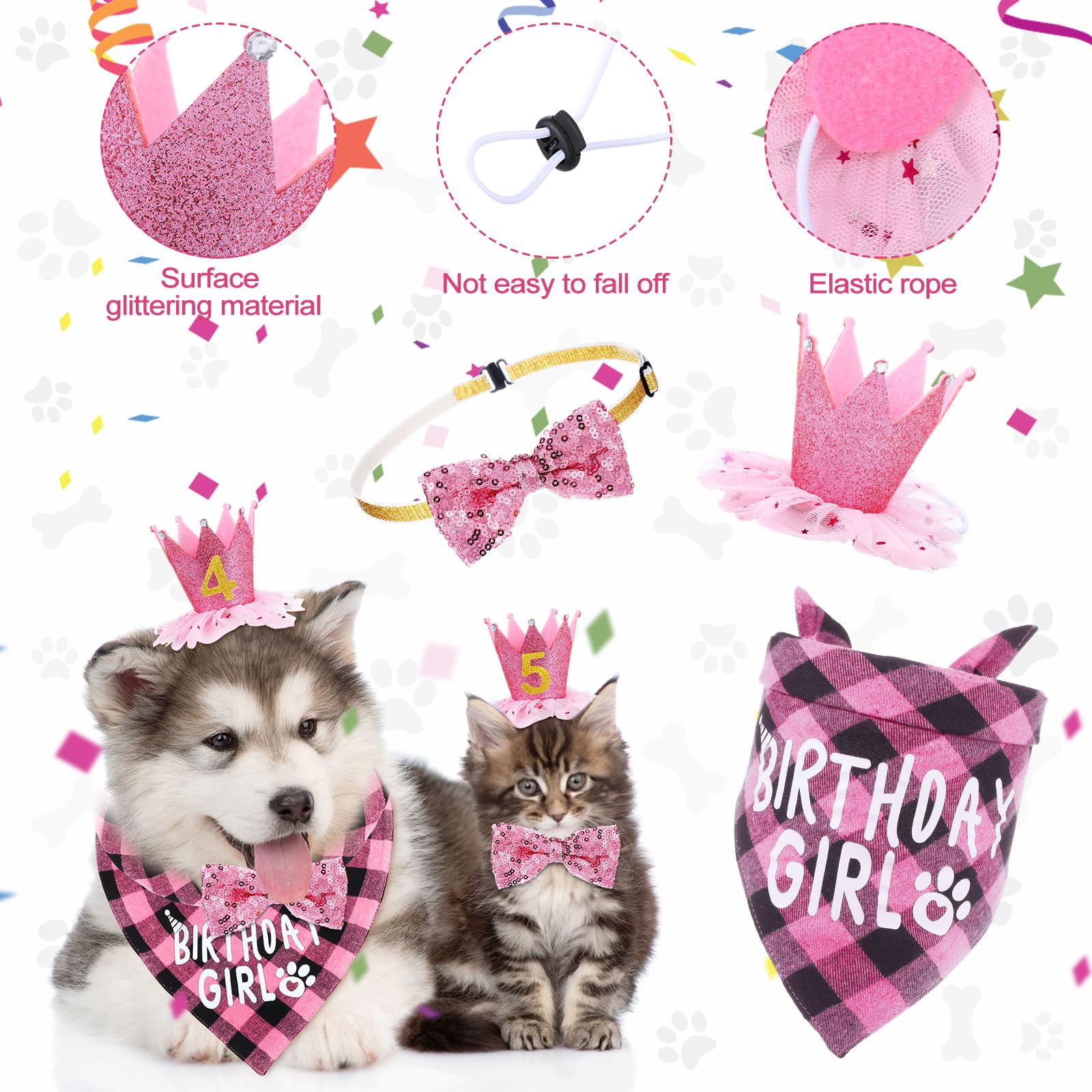 Weewooday Dog Birthday Party Supplies Birthday Boy Girl Cake Bandana Triangle Scarf Party Hat Dog Bow Tie Collar With Numbers Fo