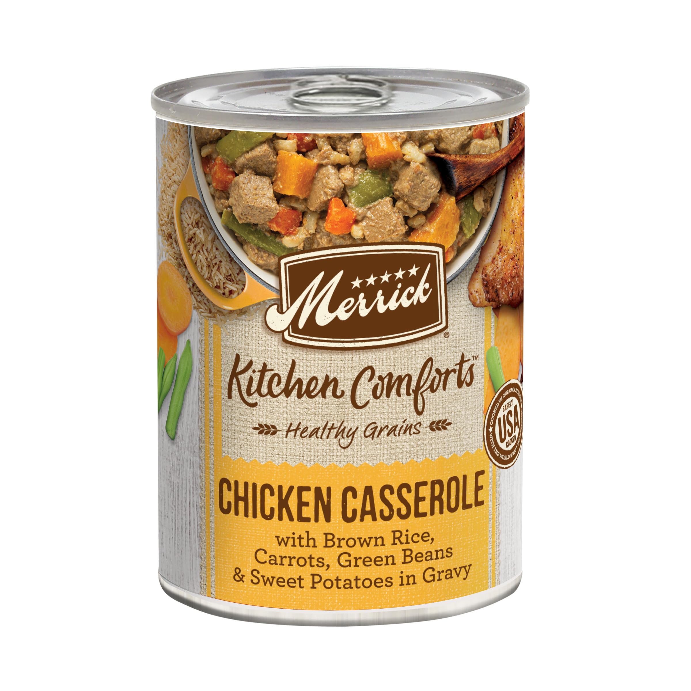 Merrick Kitchen Comforts Healthy and Natural Canned Adult Dog Food with Gravy, Chicken Casserole with Rice - (Pack of 12) 12.7 o