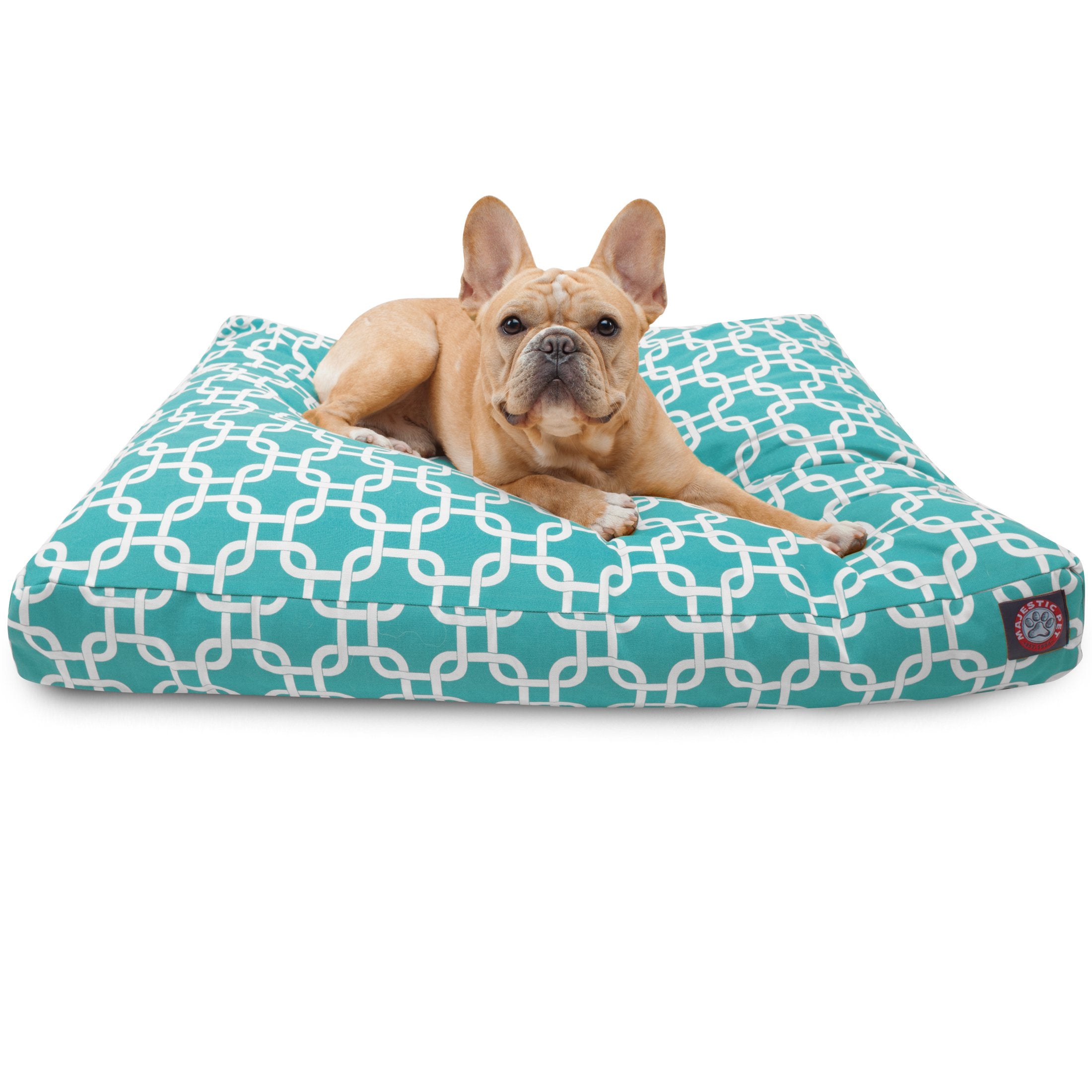 Teal Links Small Rectangle Indoor Outdoor Pet Dog Bed With Removable Washable Cover By Majestic Pet Products