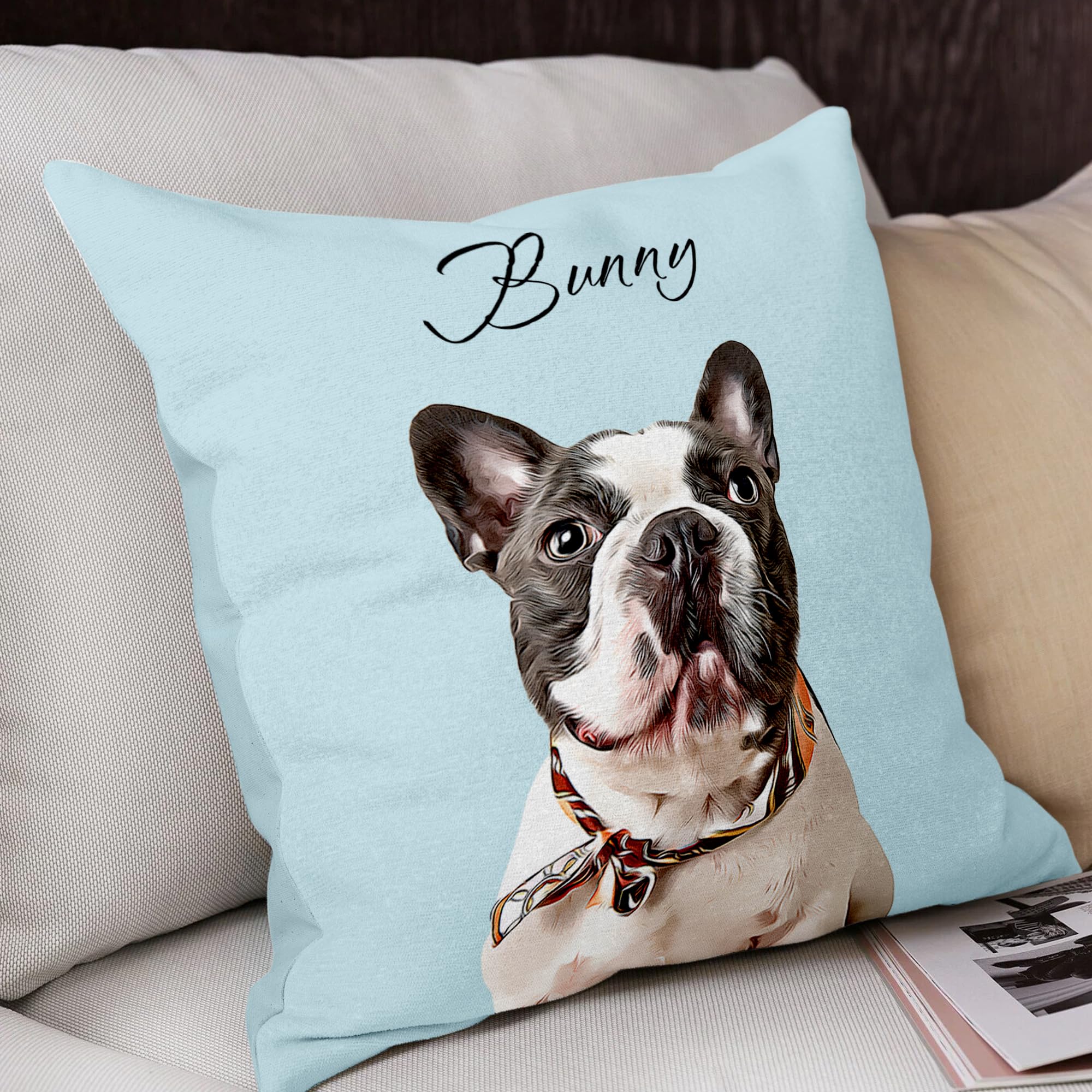 Funny Diy Personalized Pet Oil Painting Portrait From Photo Throw Pillow, Custom Dog Memorial Gifts For Loss Of Dogs, Dog Cat Me