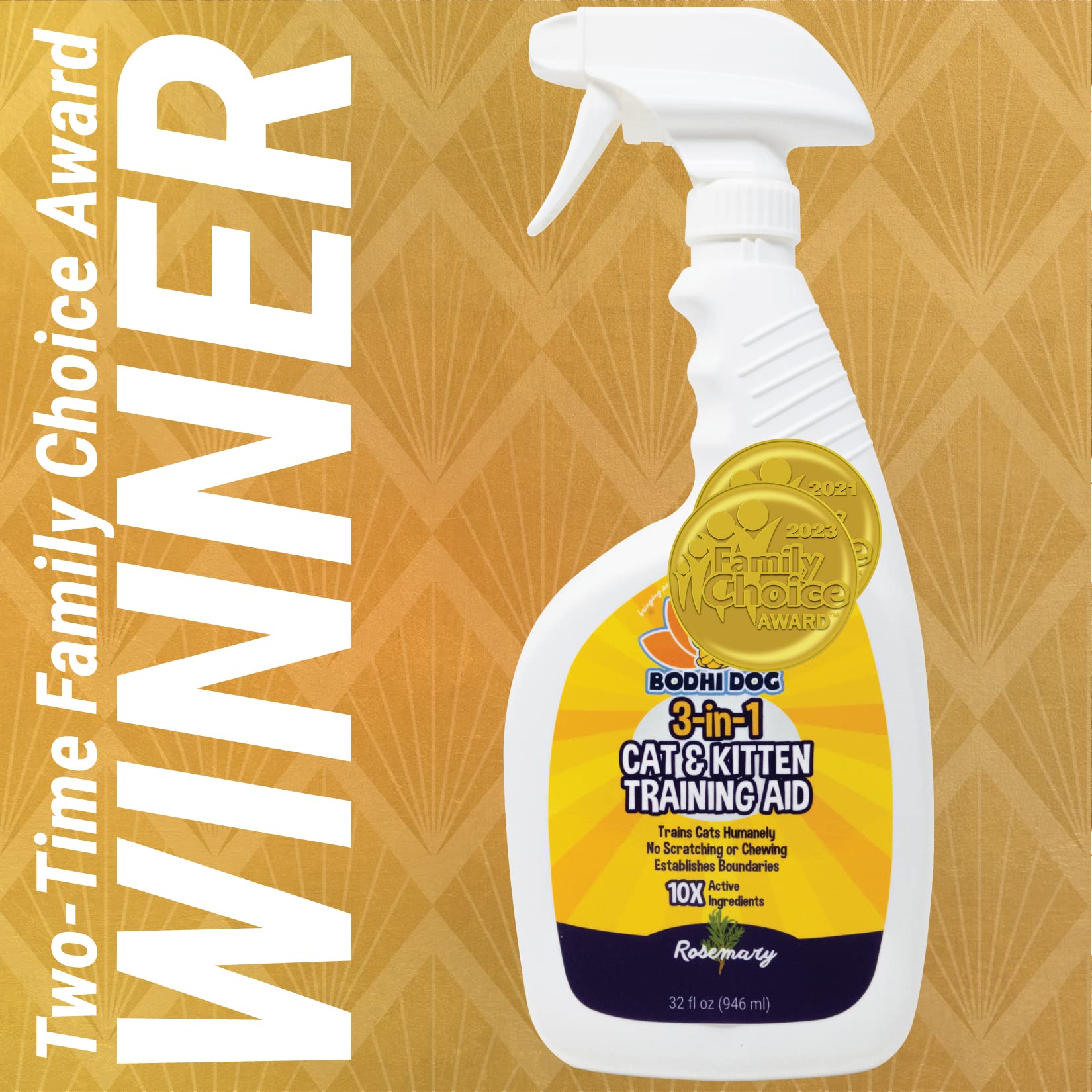 Bodhi Dog 3-in-1 Cat Training Spray | 32oz Anti-Scratch Furniture Protector | Indoor & Outdoor Use