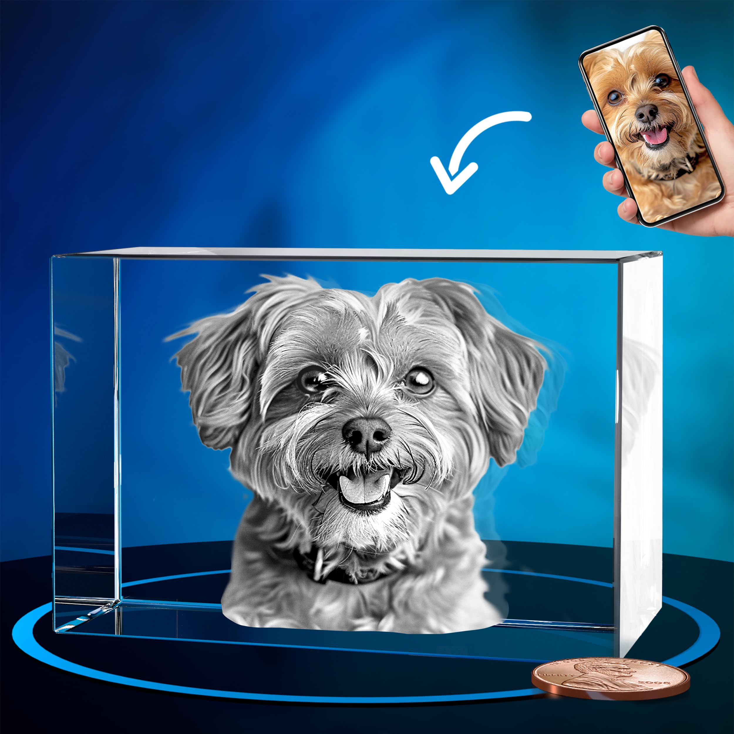 Artpix 3D Crystal Photo, Customized Dog Memorial Gifts With Your Own Photo For Dog Lovers, Pet Owners, 3D Laser Etched Picture, 