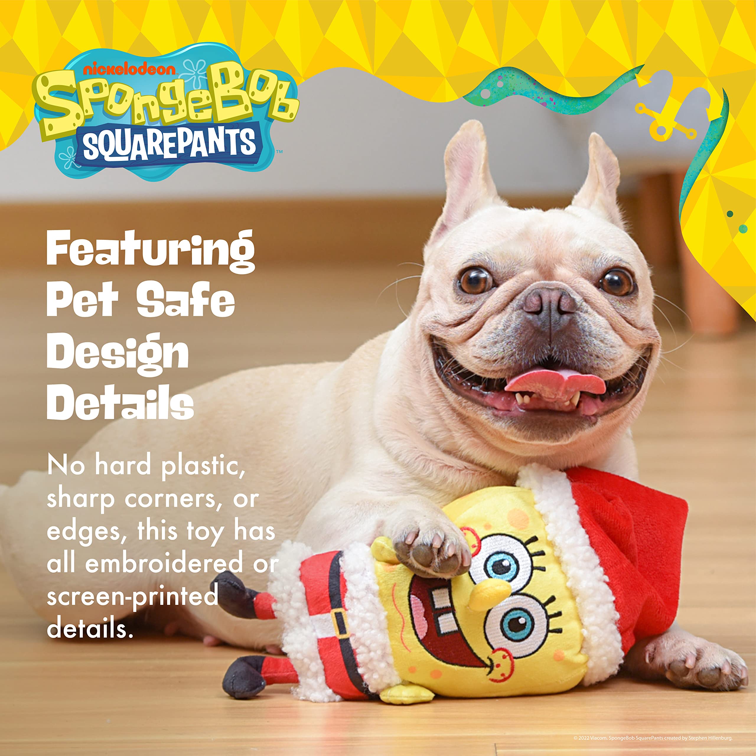 Spongebob Squarepants For Pets Holiday 9” Figure Plush Dog Toys With Squeaker | Dog Toys For Spongebob Fans | Squeaky Dog Toys, Spongebob Santa Toy, Dog Plush Toy