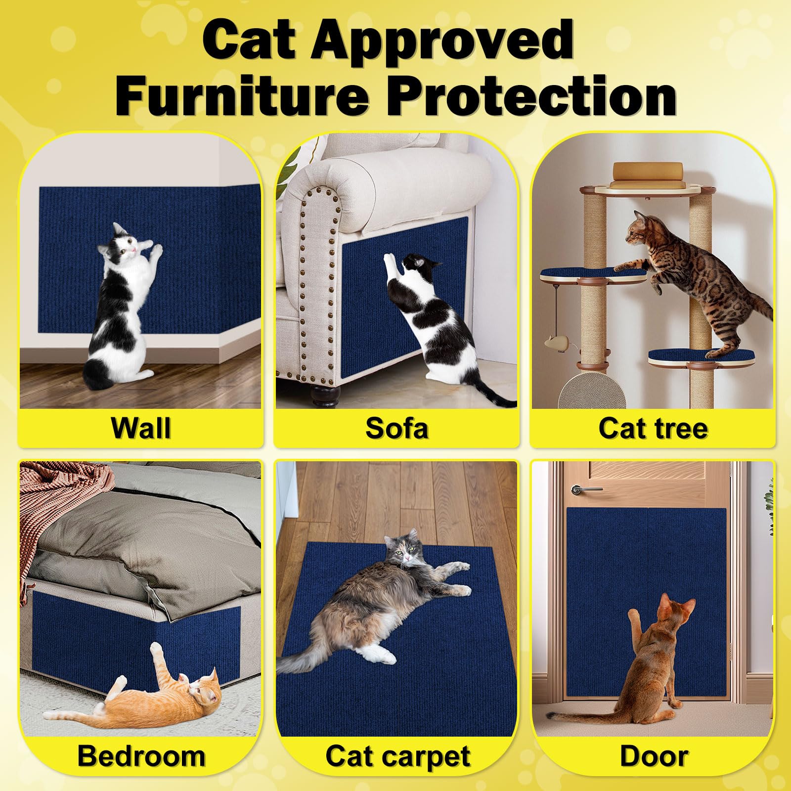 Enonci 78.7''X15.8'' Large Couch Protector From Cat Claws,Anti Scratch Furniture Protector For Cats Corner Wall Scratcher,Replac